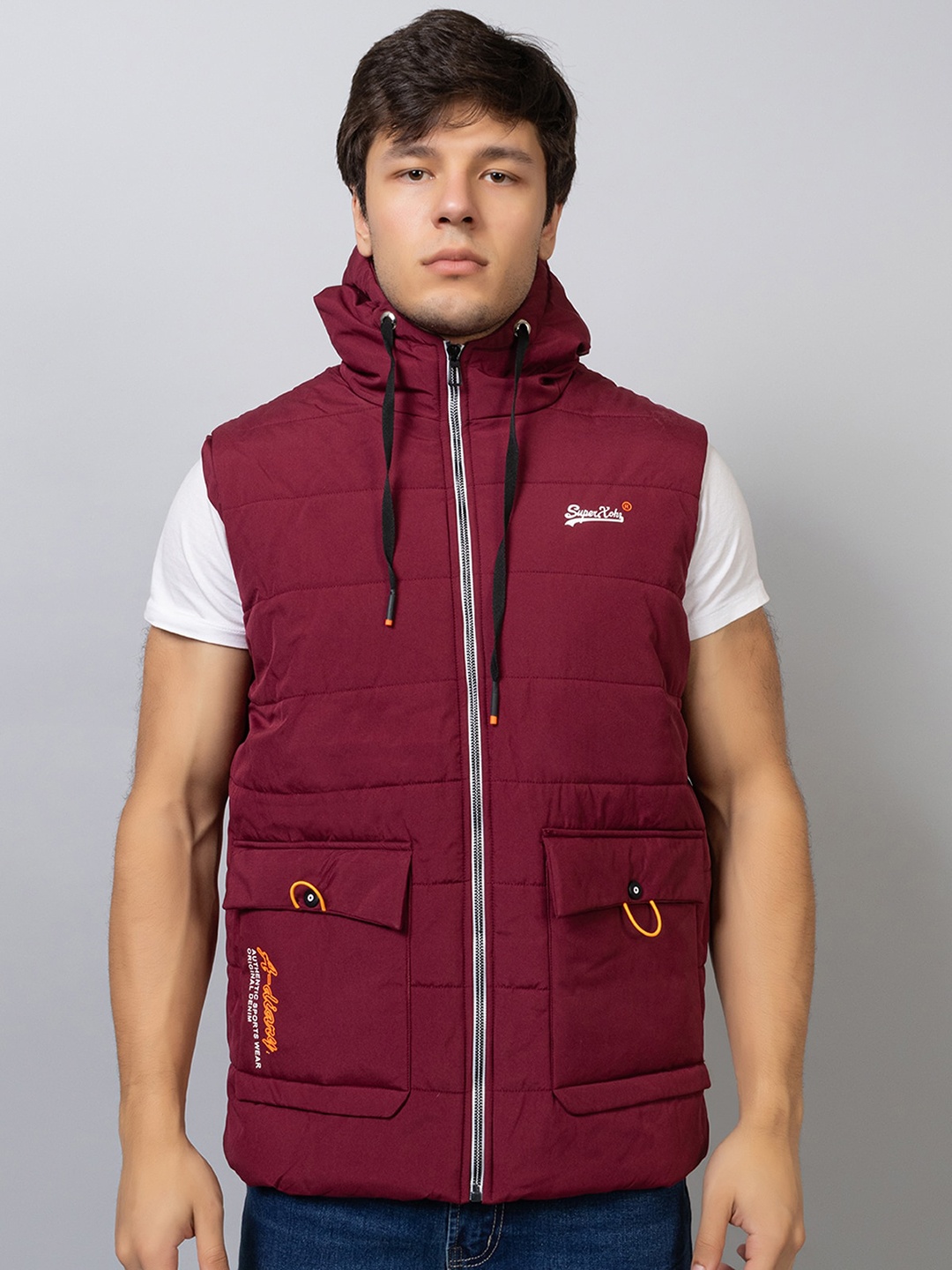 

Xohy Hooded Lightweight Cotton Padded Jacket, Maroon