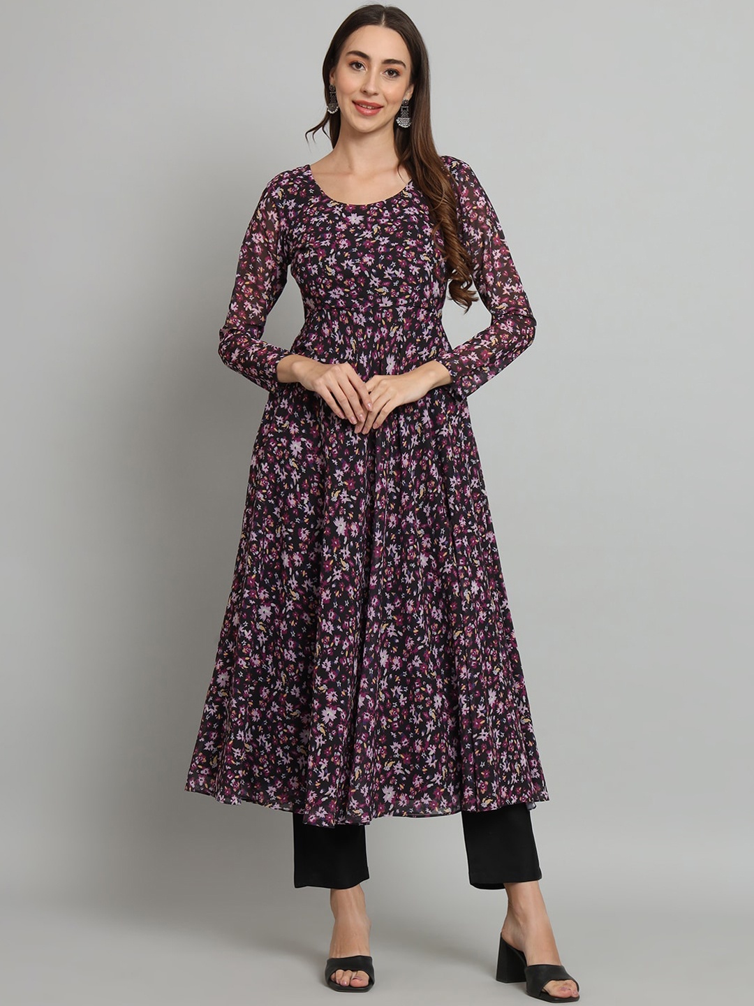 

KALINI Floral Printed Anarkali Kurta, Purple
