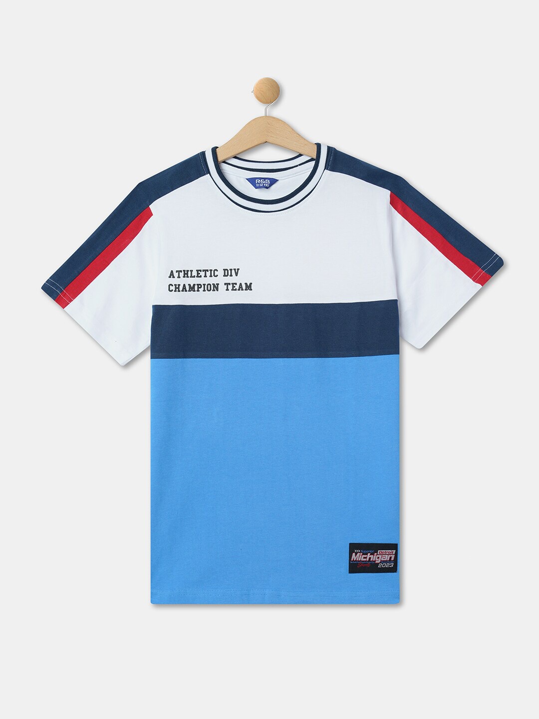 

R&B Boys Striped Cotton T-shirt, White