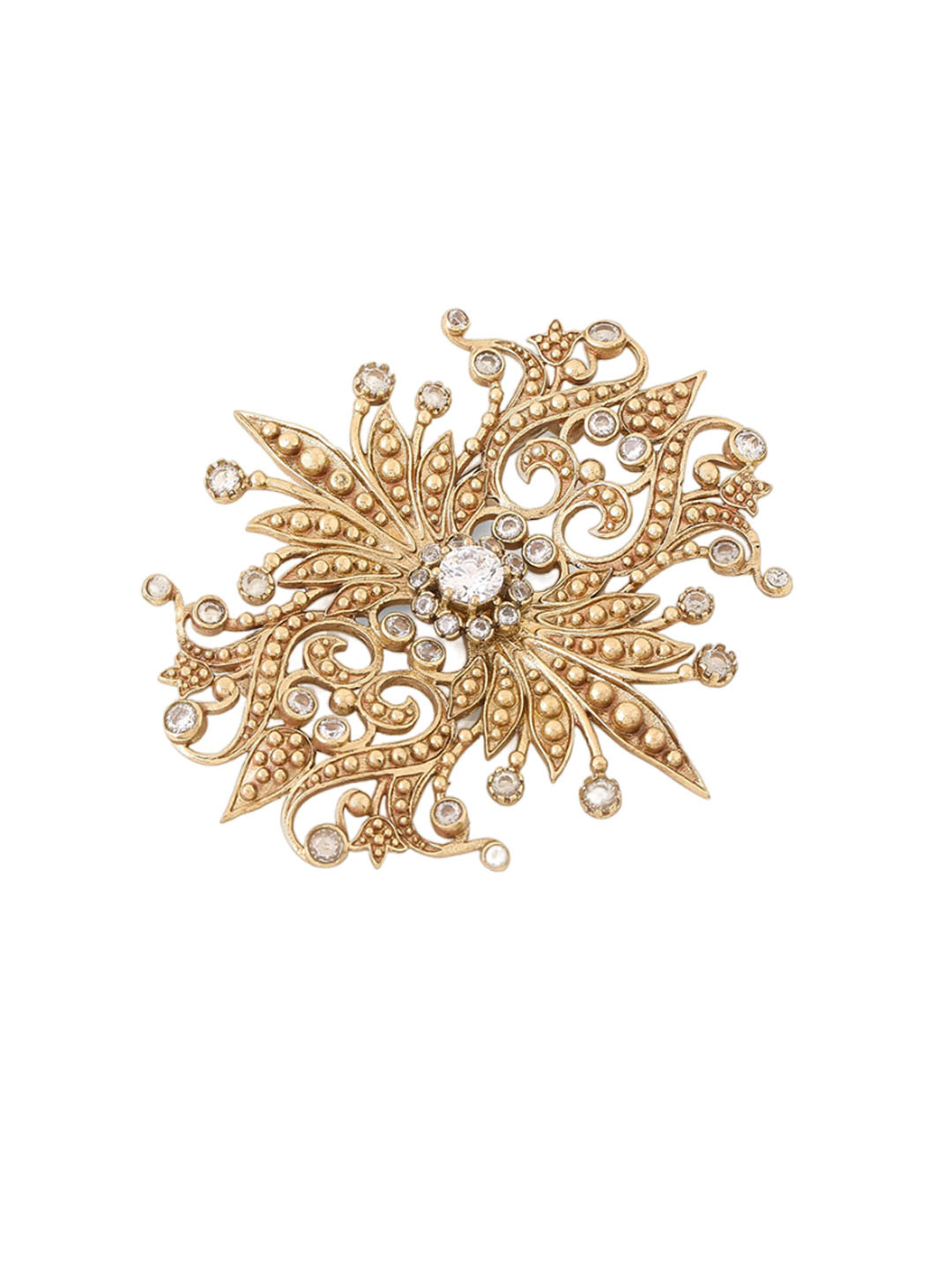 

COSA NOSTRAA Men Artificial Stones and Beads Brooch, Gold