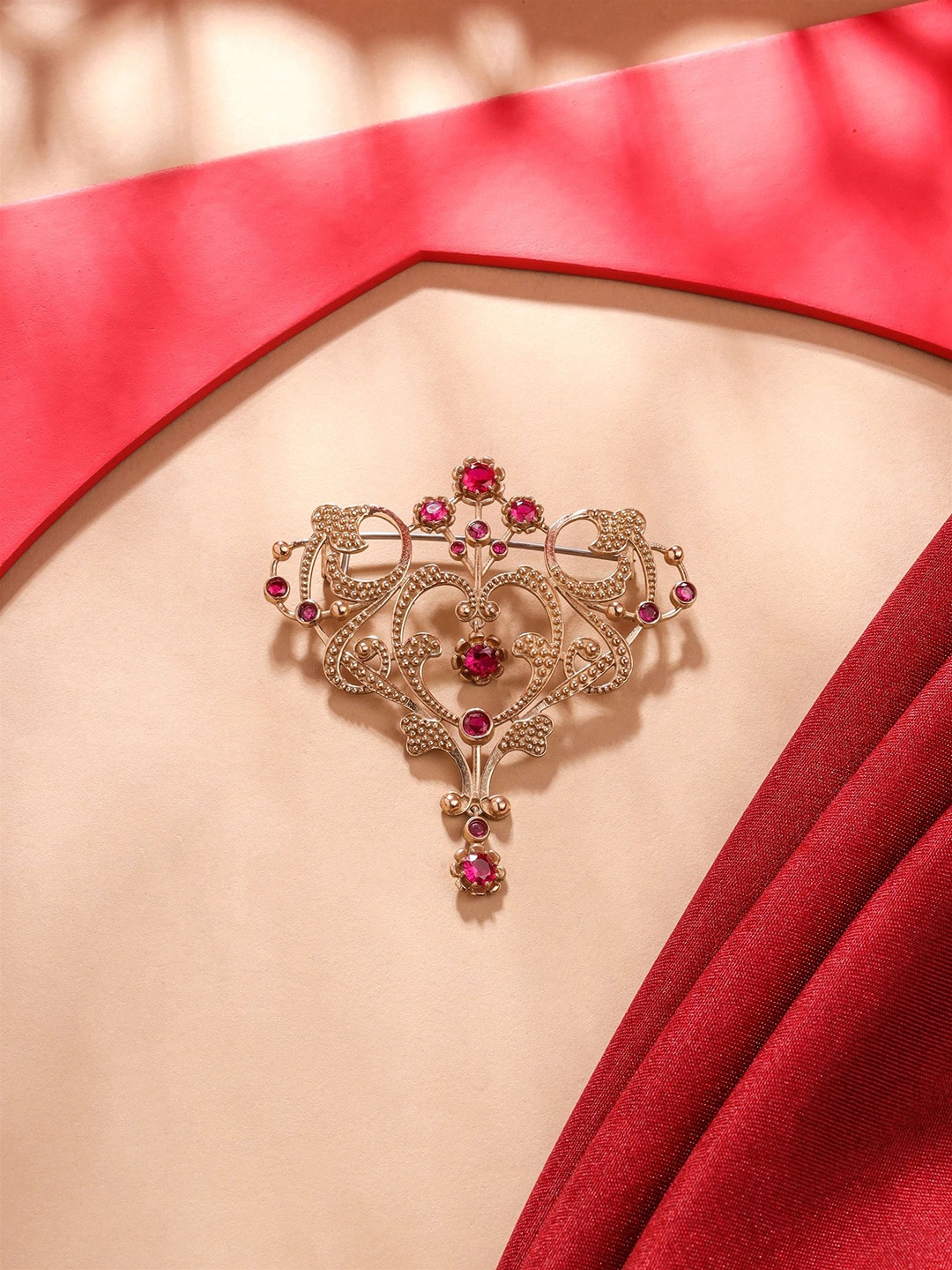

COSA NOSTRAA Bespoke Bliss Artificial Stones and Beads Studded Brooch, Metallic