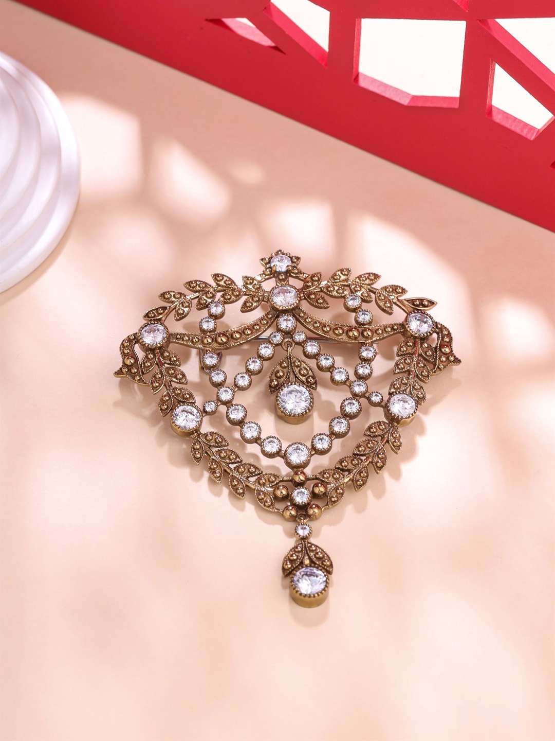 

COSA NOSTRAA Stones Studded Elite Enigma Brooch, Metallic