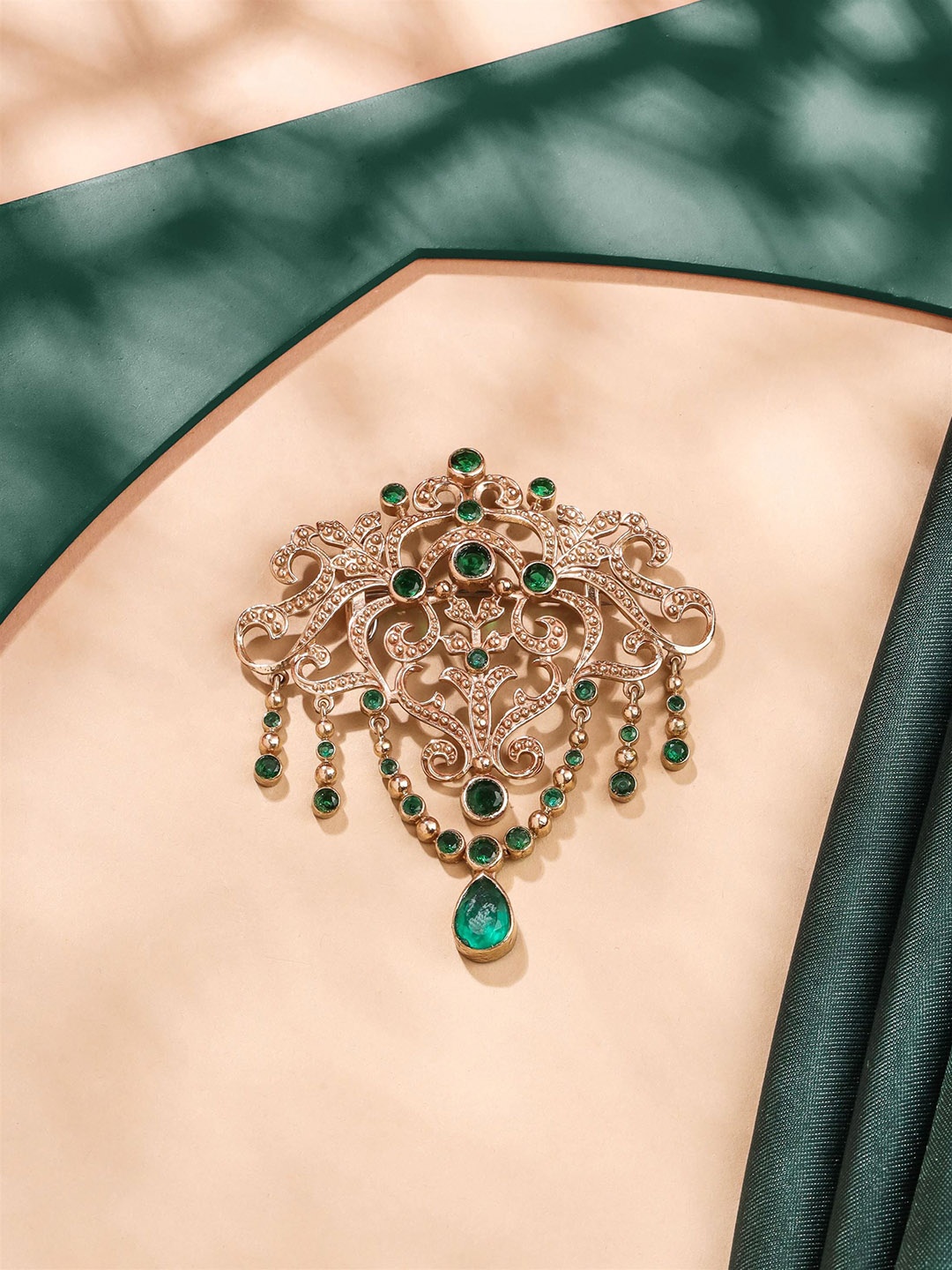

COSA NOSTRAA Stone-Studded Sudded Glitz Brooch, Gold