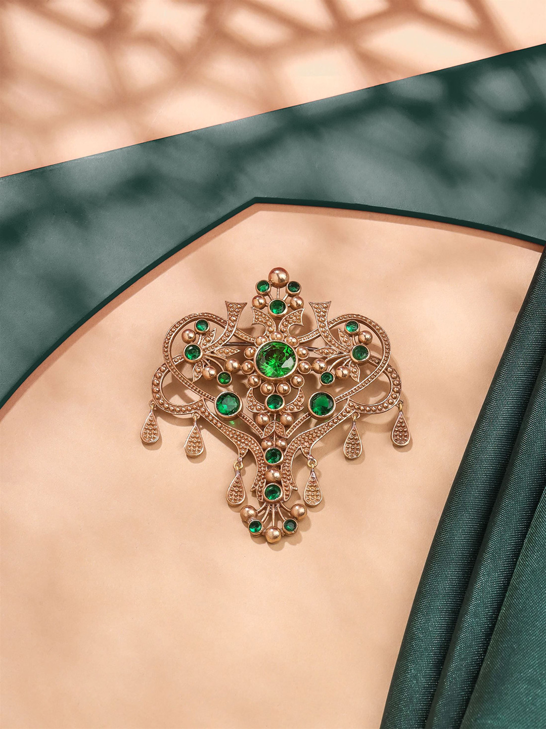 

COSA NOSTRAA Stone-Studded Brooch, Gold