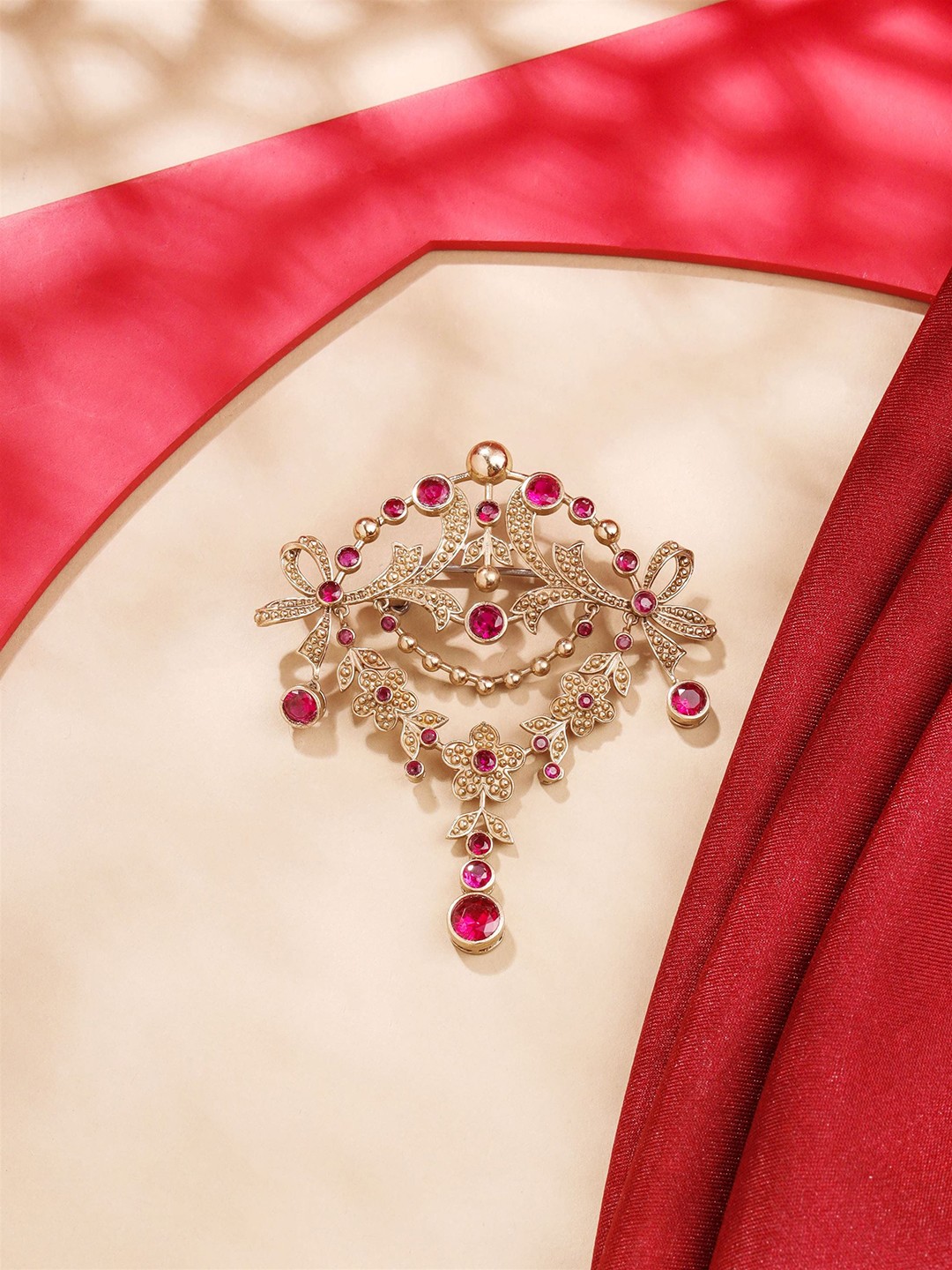 

COSA NOSTRAA Stone-Studded Sudded Royal Glitz Brooch, Gold