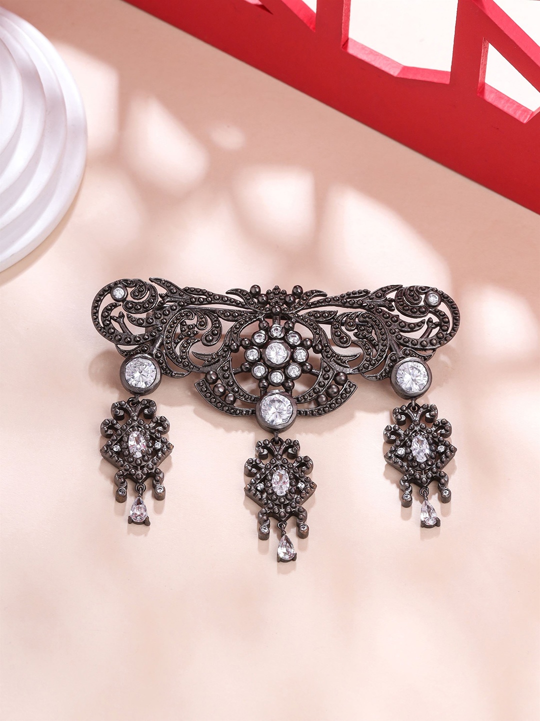 

COSA NOSTRAA Men Stone-Studded Symphony Ethnic Brooch, Silver