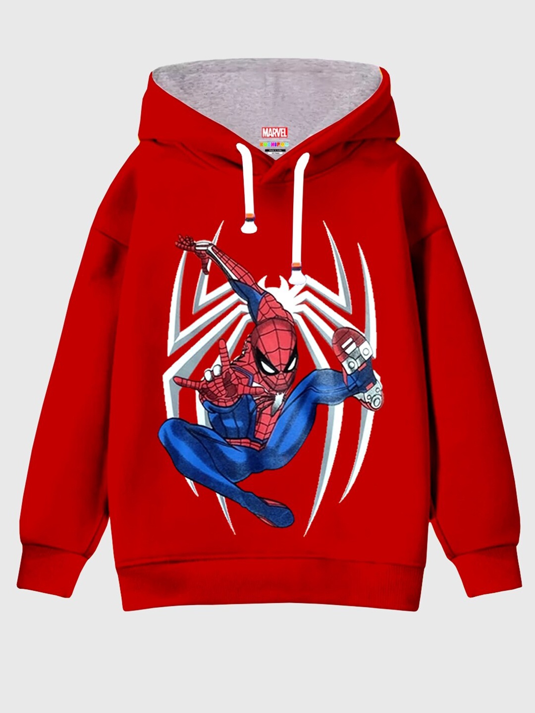 

KUCHIPOO Kids Spider-Man Printed Hooded Fleece Pullover Sweatshirt, Red