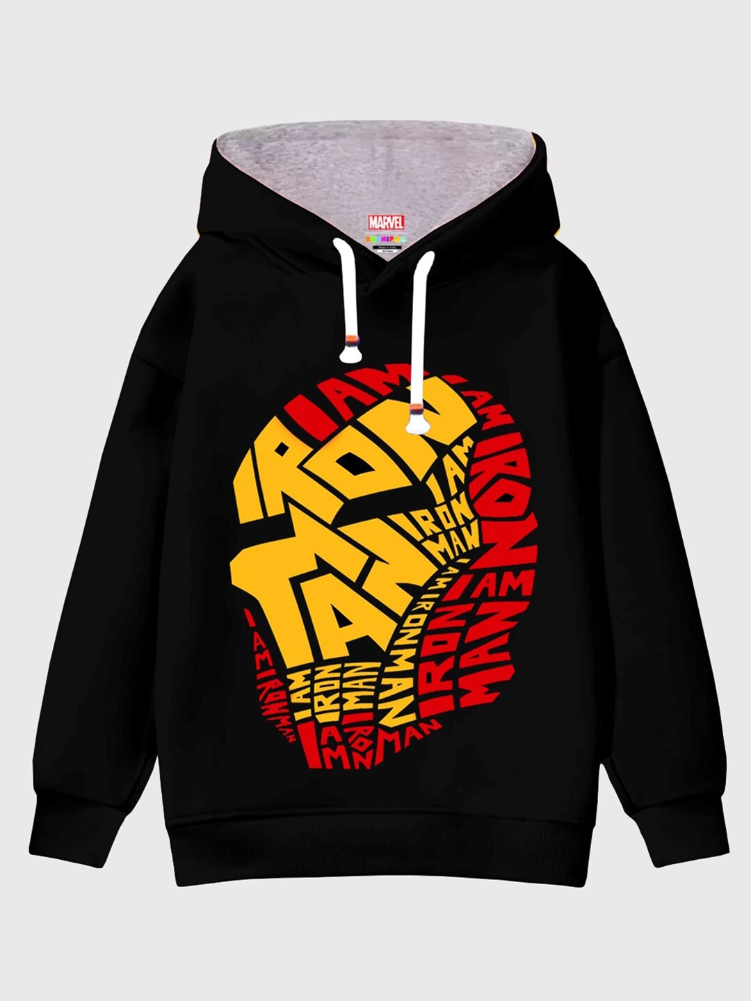 

KUCHIPOO Boys Iron Man Printed Hooded Fleece Sweatshirt, Black