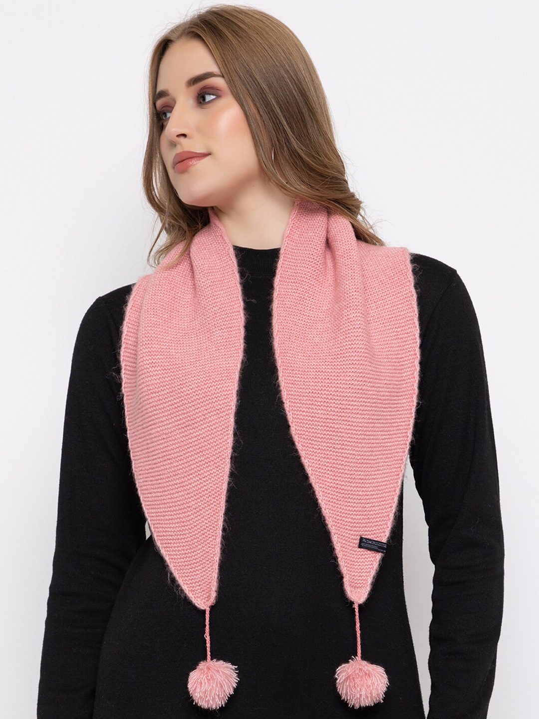 

513 Acrylic Self Design Scarf, Pink