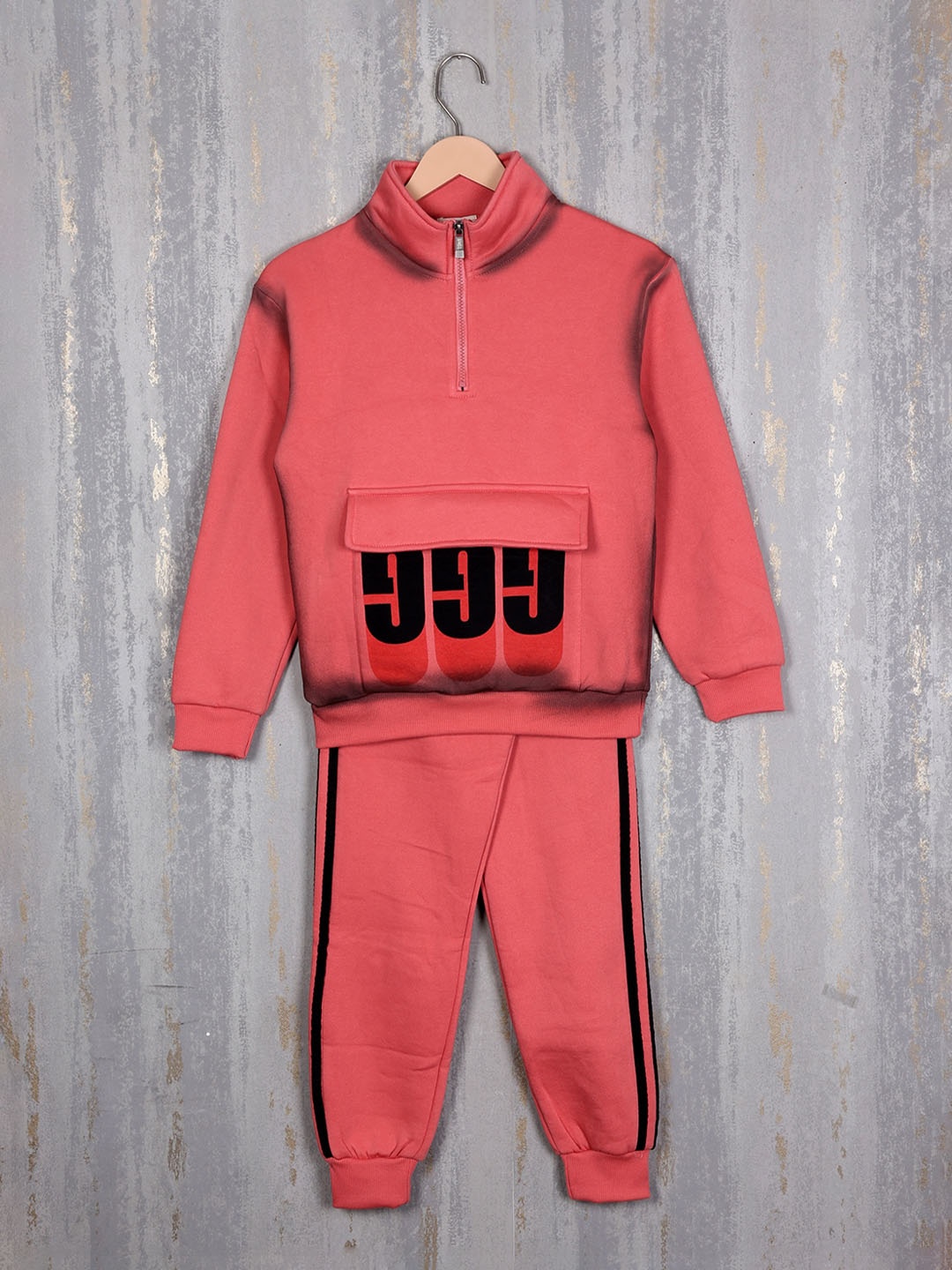 

Albion Boys Typography Printed Tracksuits, Peach