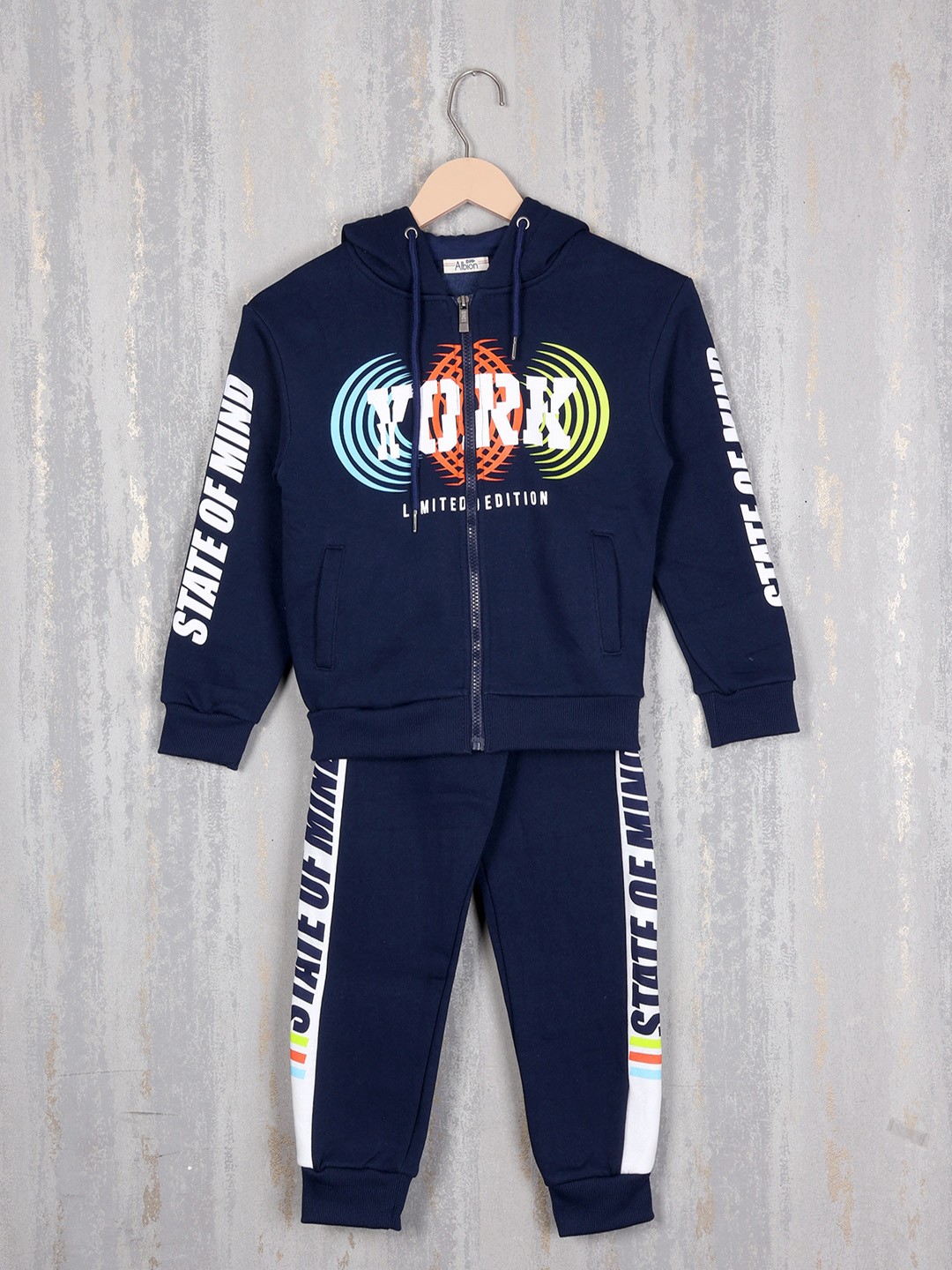 

Albion Boys Printed Pure Cotton Tracksuits, Navy blue