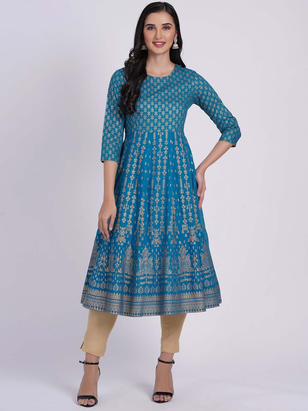 

SUTI Ethnic Motifs Printed Anarkali Kurta, Blue