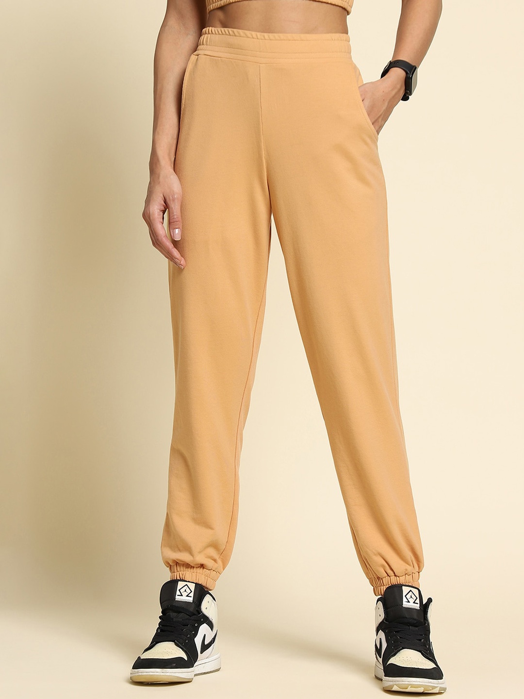 

Van Heusen Women Mid-Rise Cotton Joggers, Orange