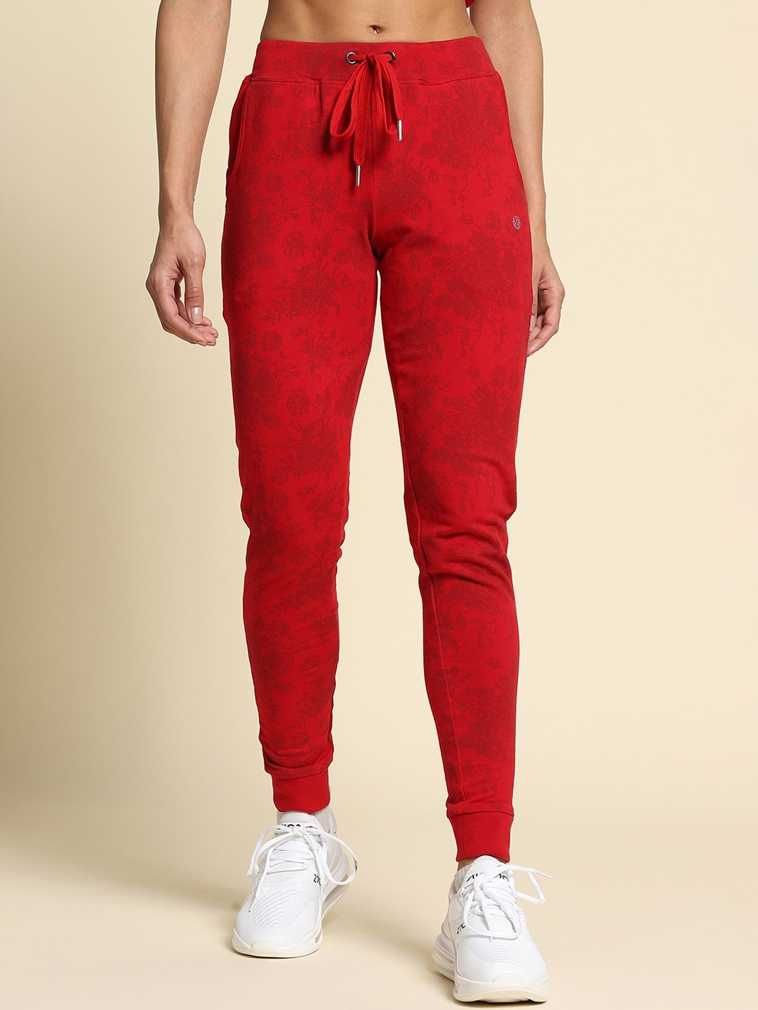 

Van Heusen Floral Printed Cotton Joggers, Red