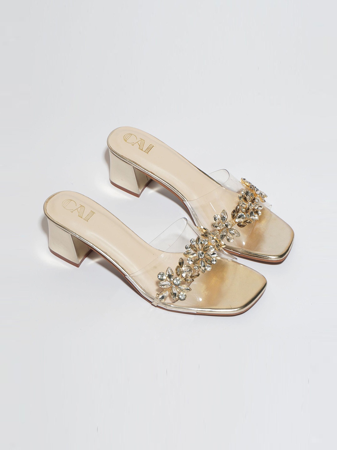 

CAI Embellished Party Block Heels, Transparent