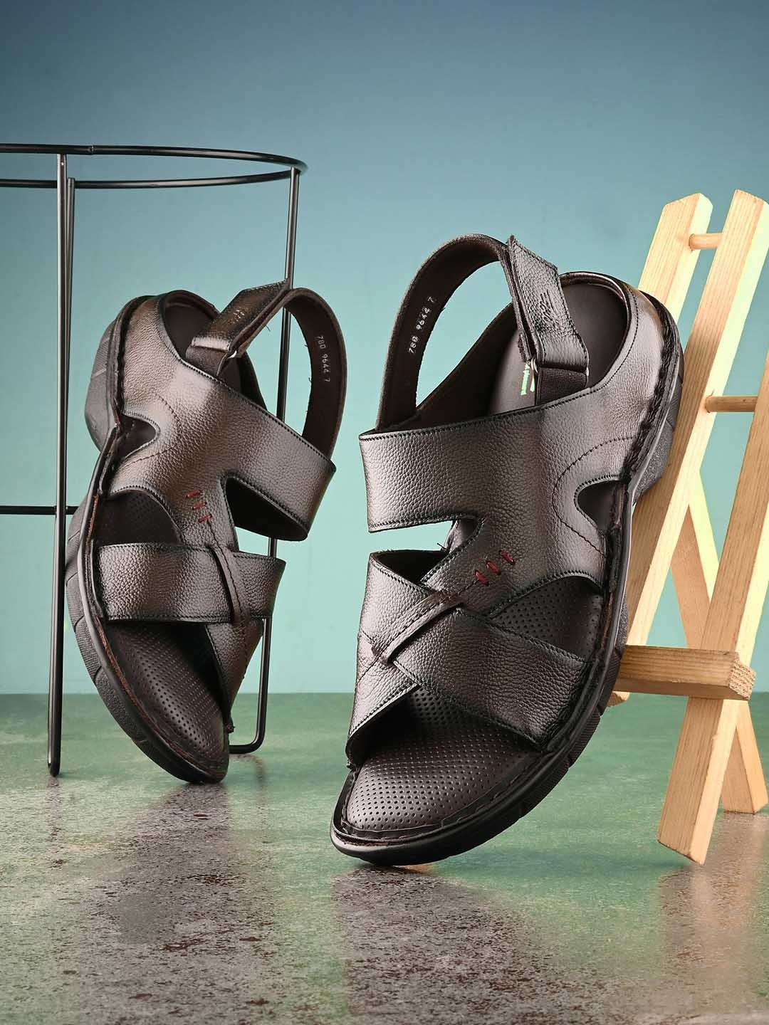 

Hitz Men Brown Leather Comfort Sandals