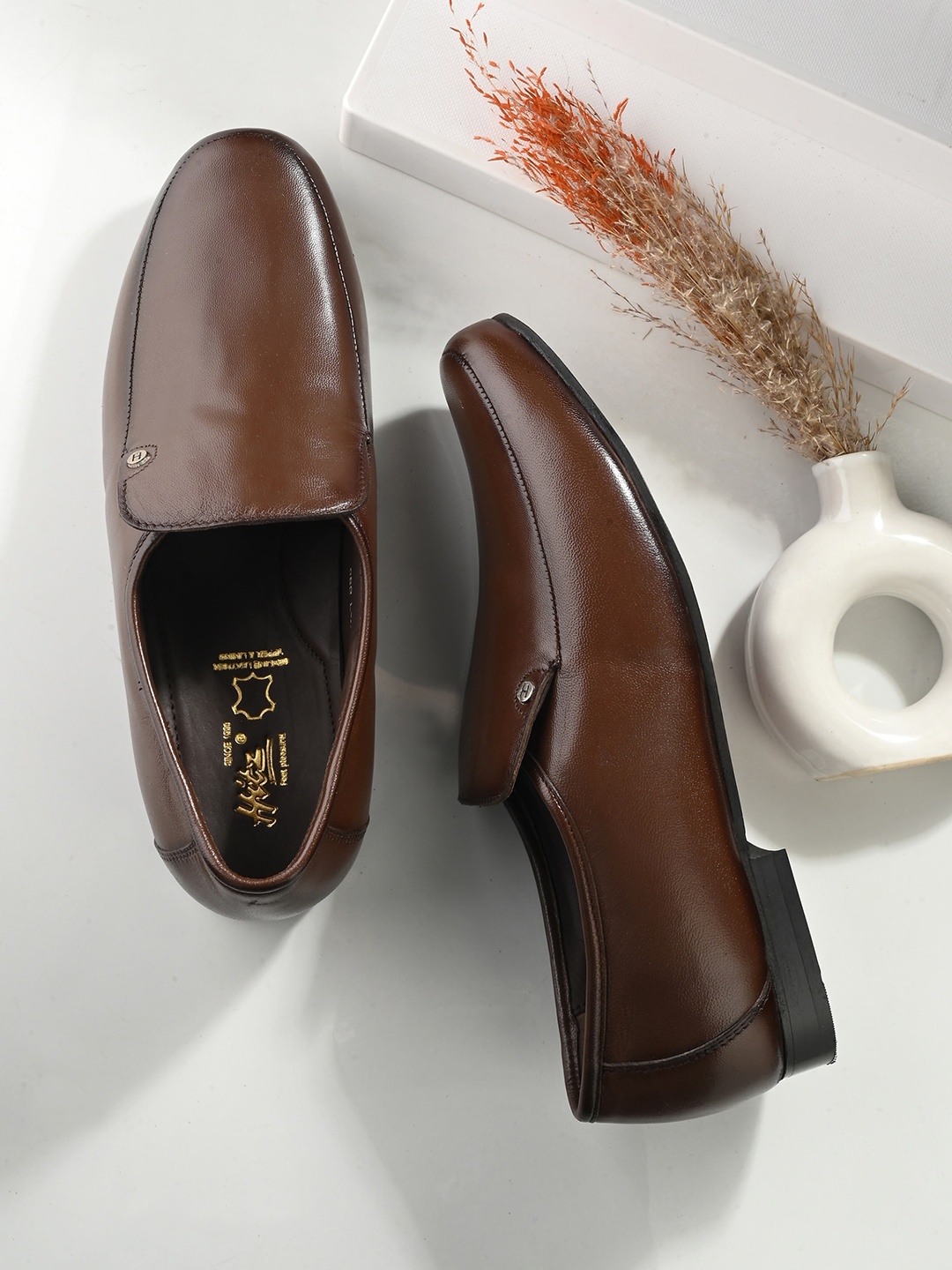 

Hitz Men Leather Formal Loafers, Brown