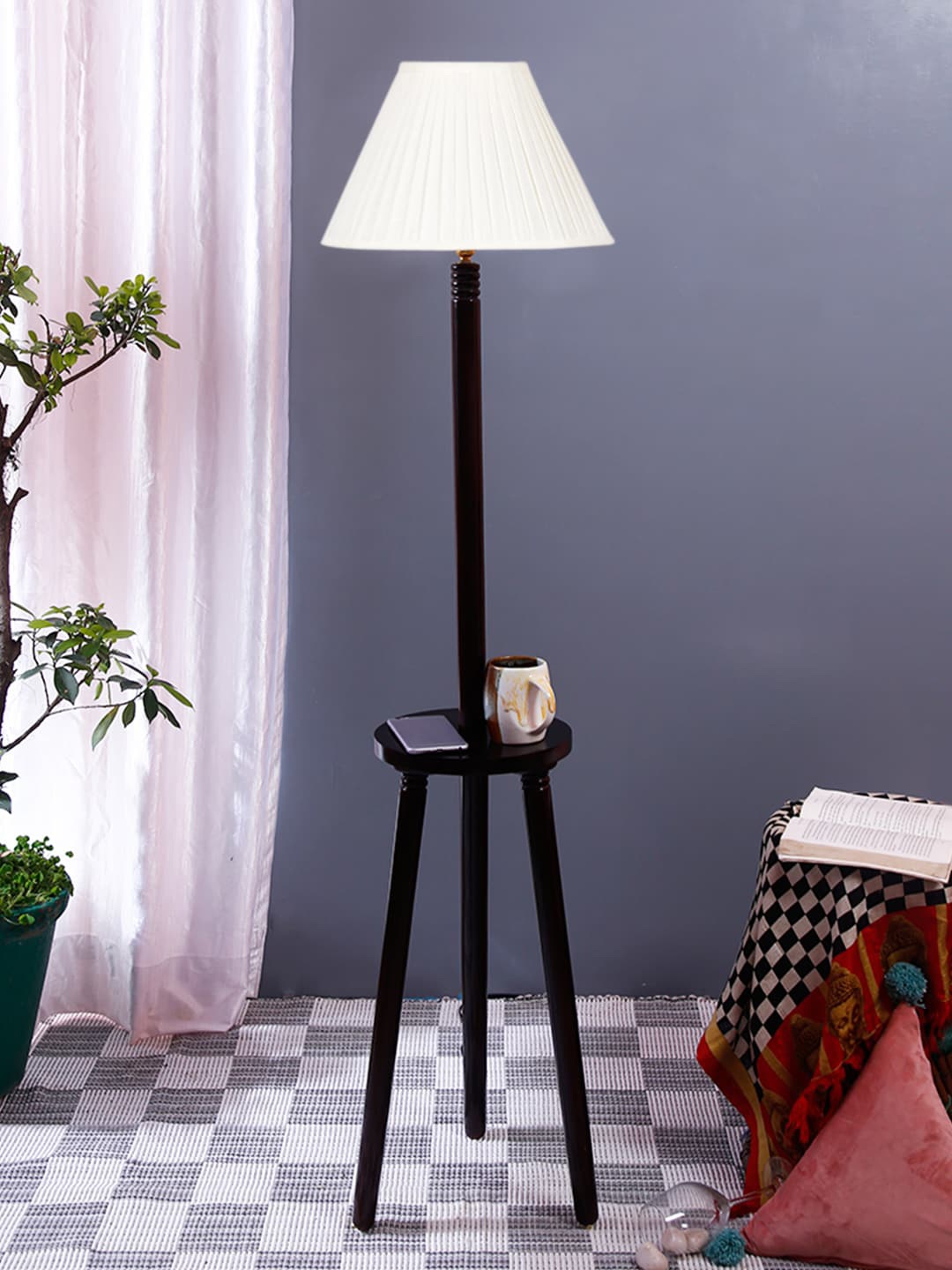 

Devansh White Pleated Cotton & Wooden Floor Lamp