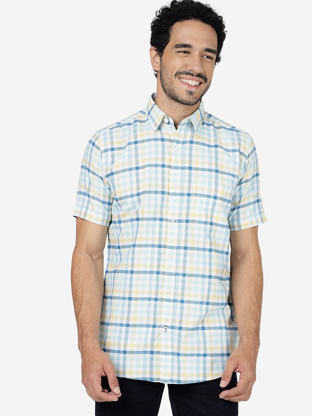 

JADE BLUE Checked Slim Fit Classic Cotton Casual Shirt