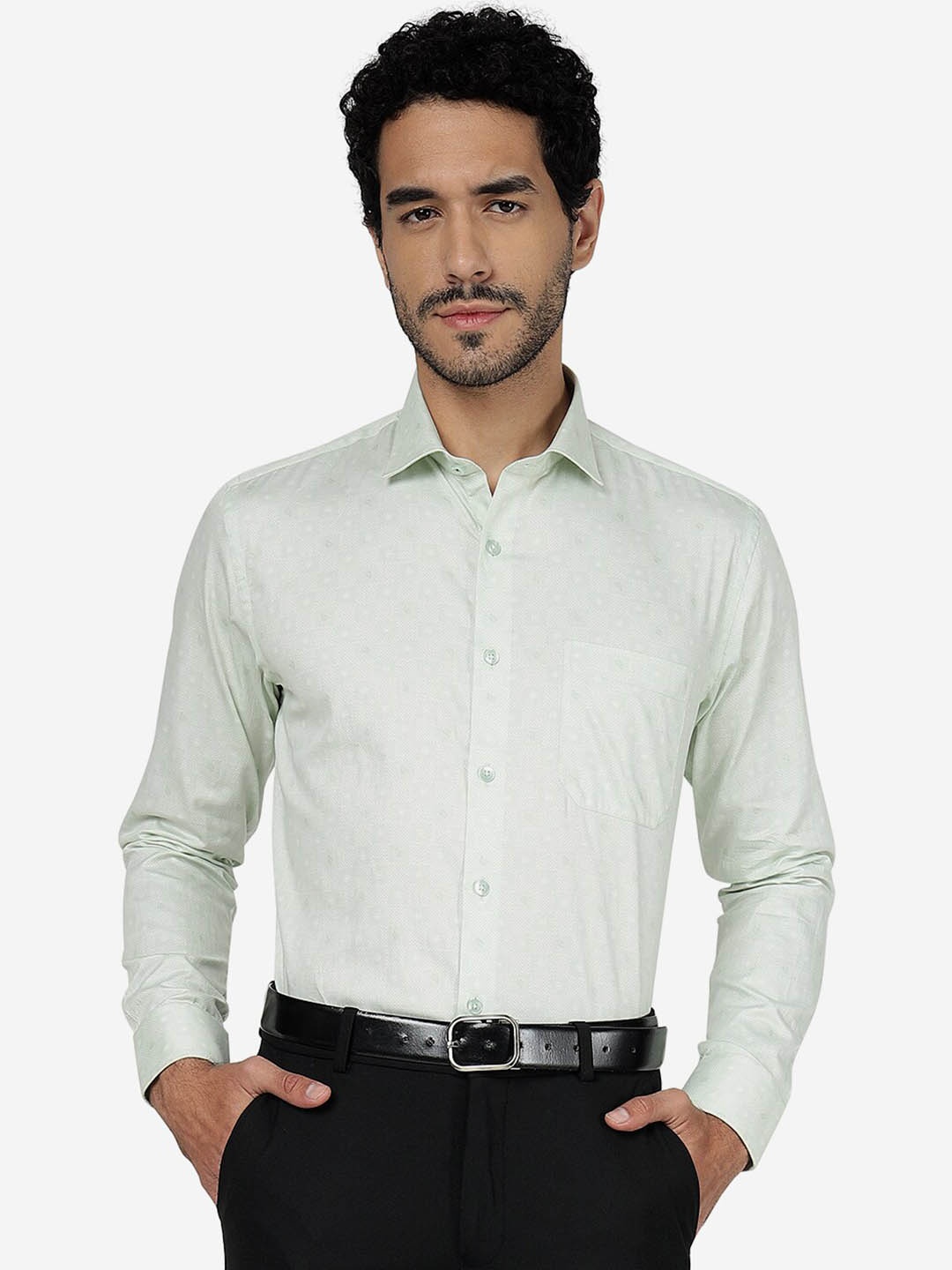 

METAL Men Green Slim Fit Opaque Printed Casual Shirt