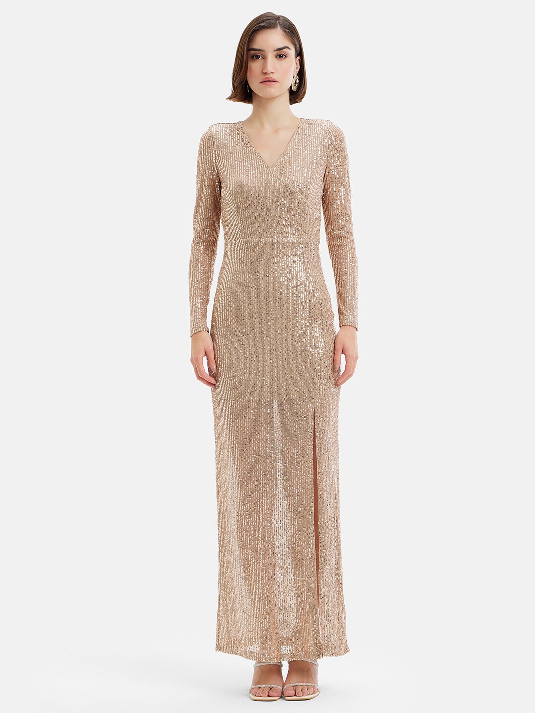 

Kazo Embellished Sequinned Maxi Dress, Beige