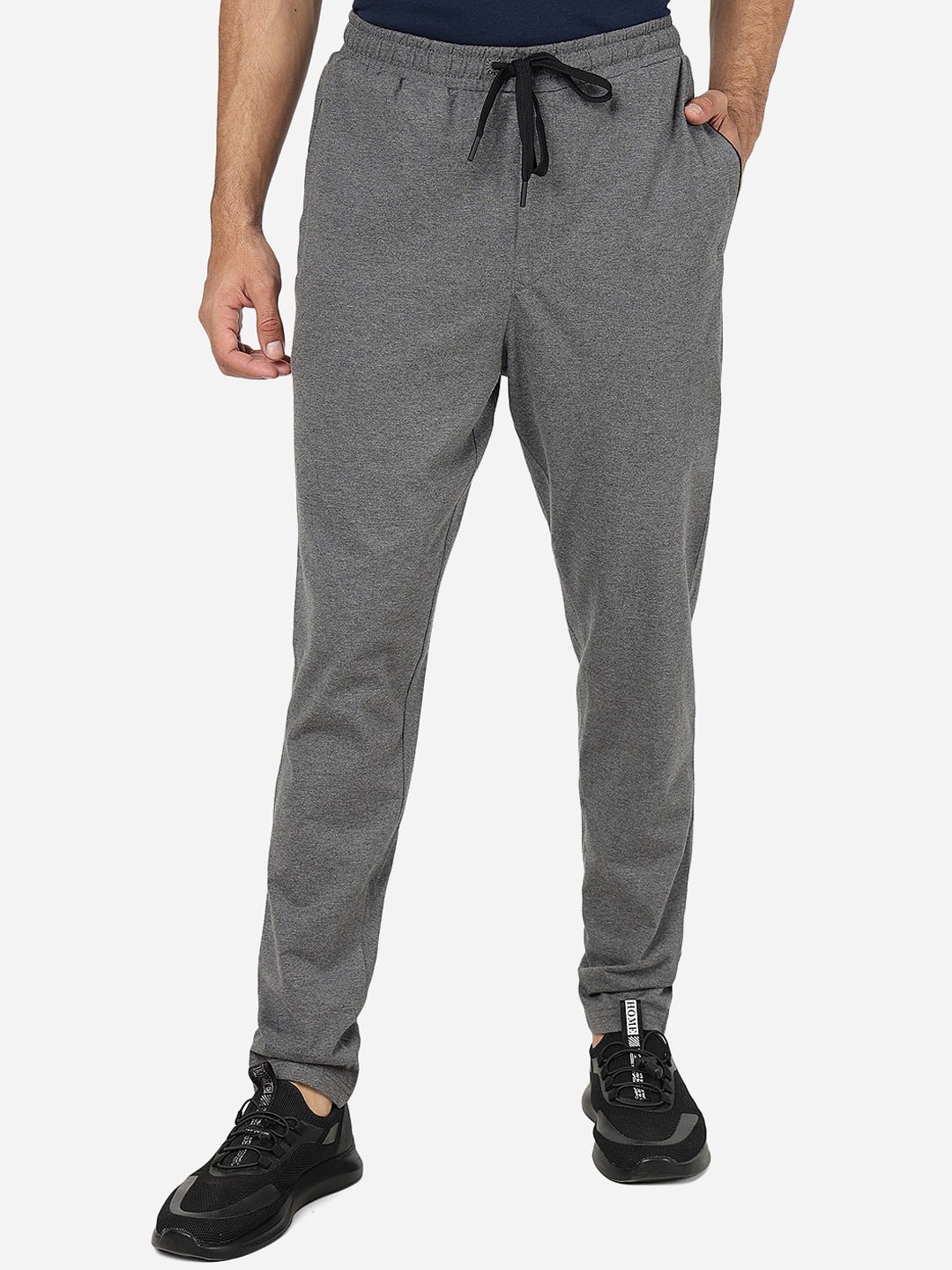 

JADE BLUE Men Cotton Slim-Fit Mid-Rise Track Pant, Grey