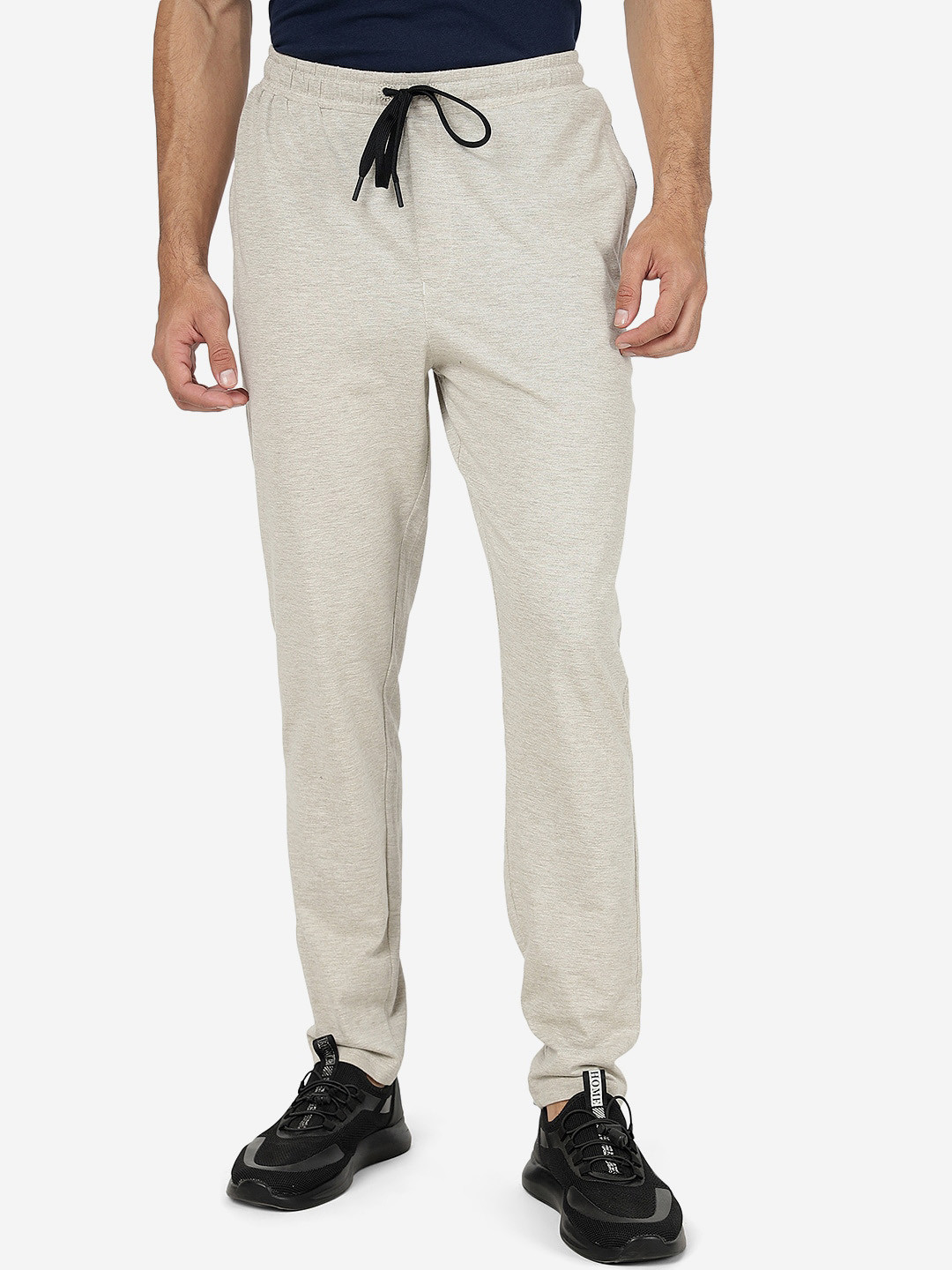 

JADE BLUE Men Cotton Mid-Rise Slim-Fit Track Pants, Cream