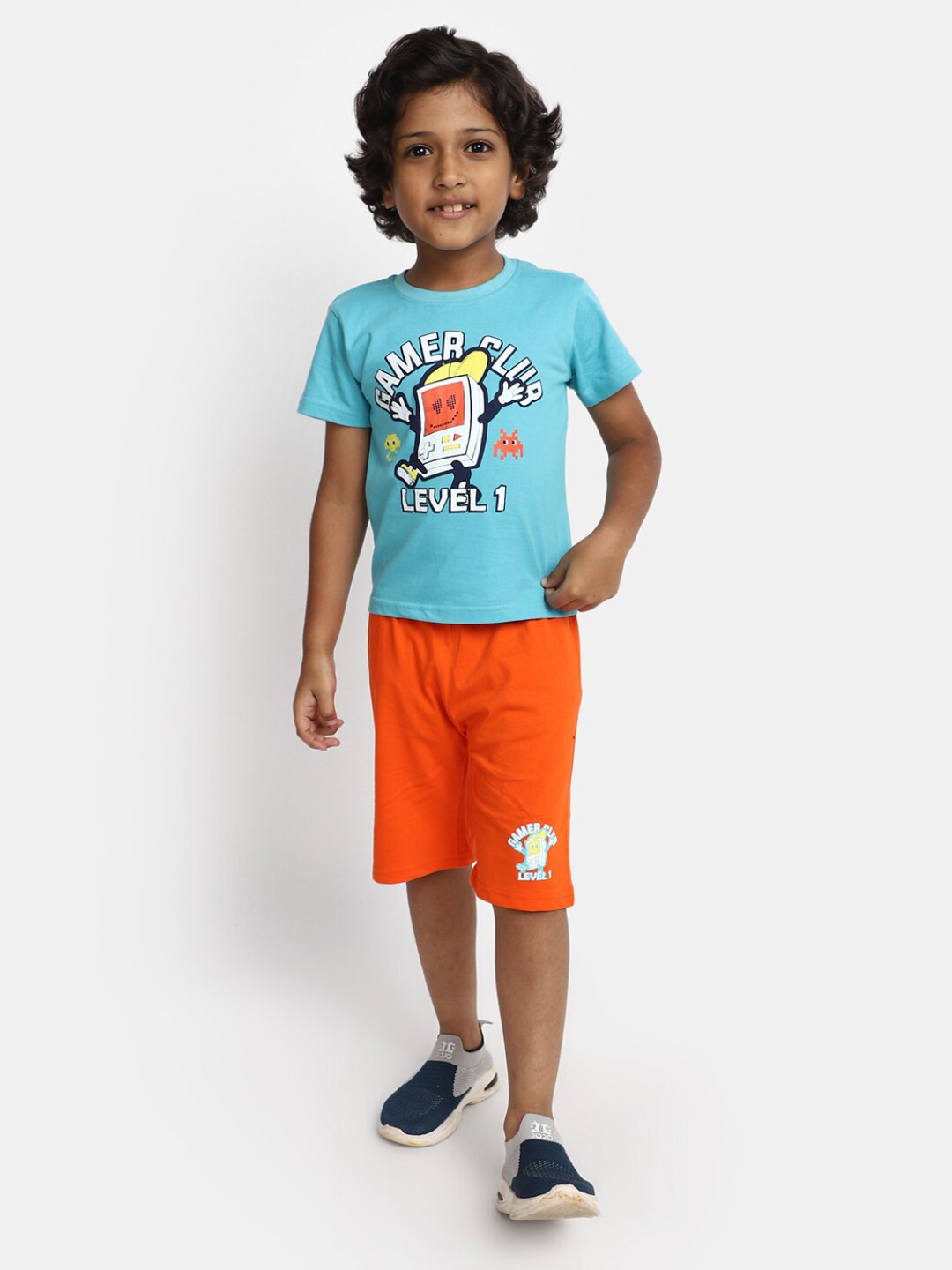 

V-Mart Unisex Kids Graphic Printed T-shirt with Shorts, Blue