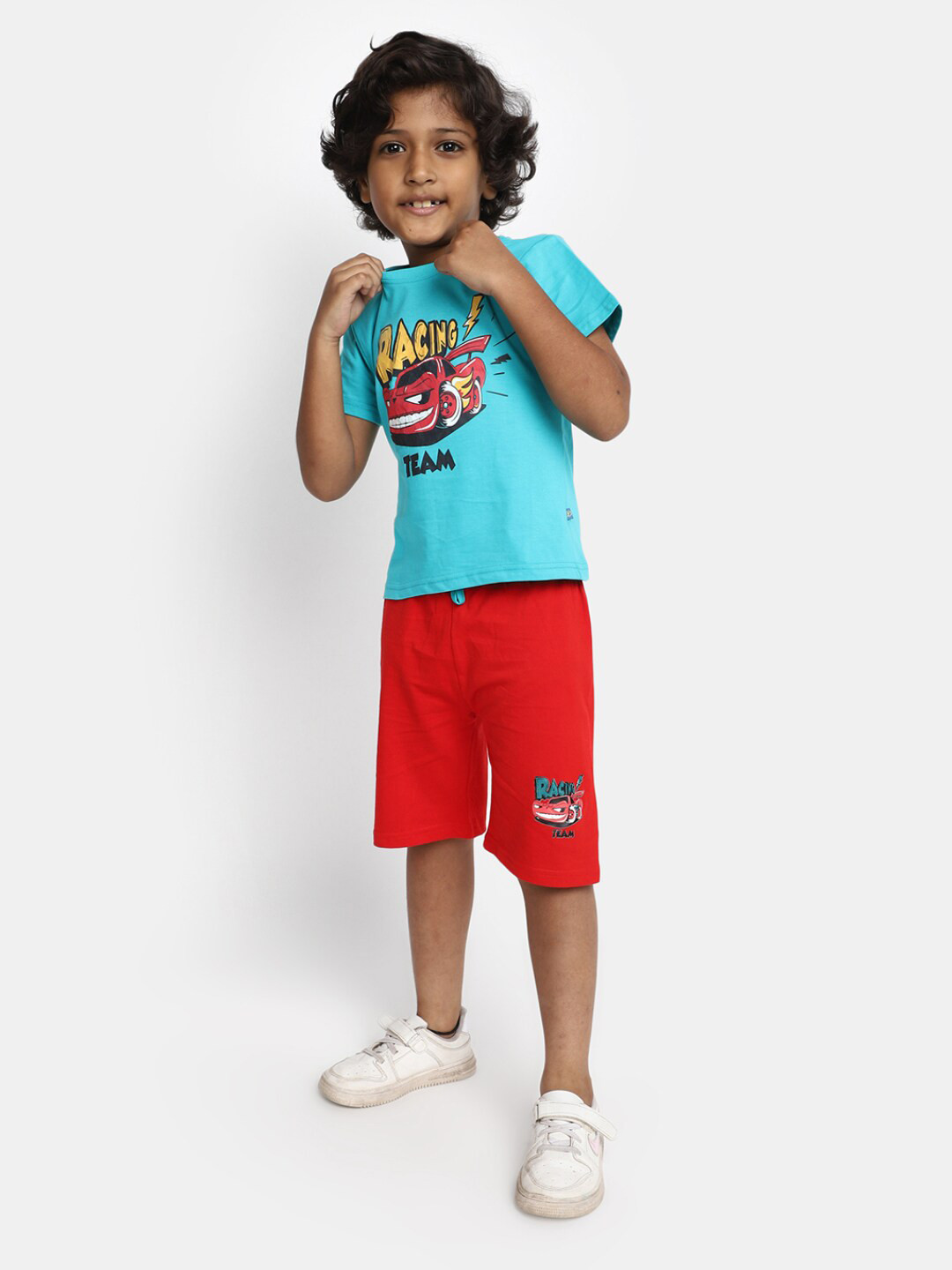 

V-Mart Boys Graphic Printed Round Neck T-shirt With Short, Turquoise blue