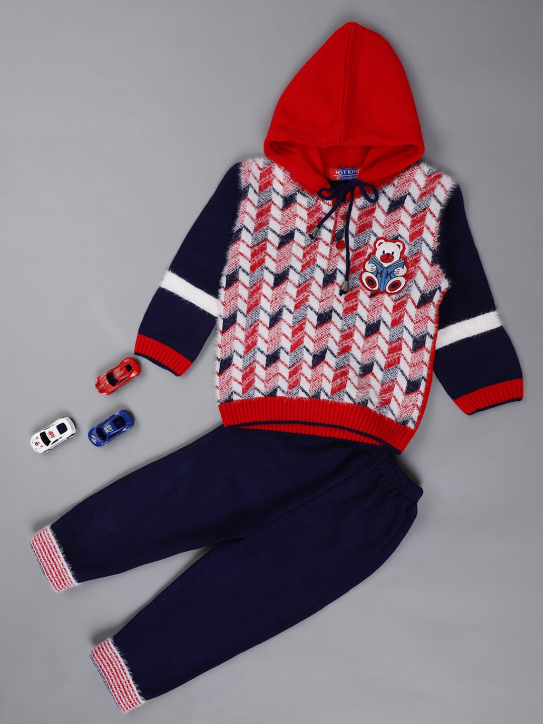 

V-Mart Boys Self Design Hooded T-shirt with Pyjamas, Navy blue