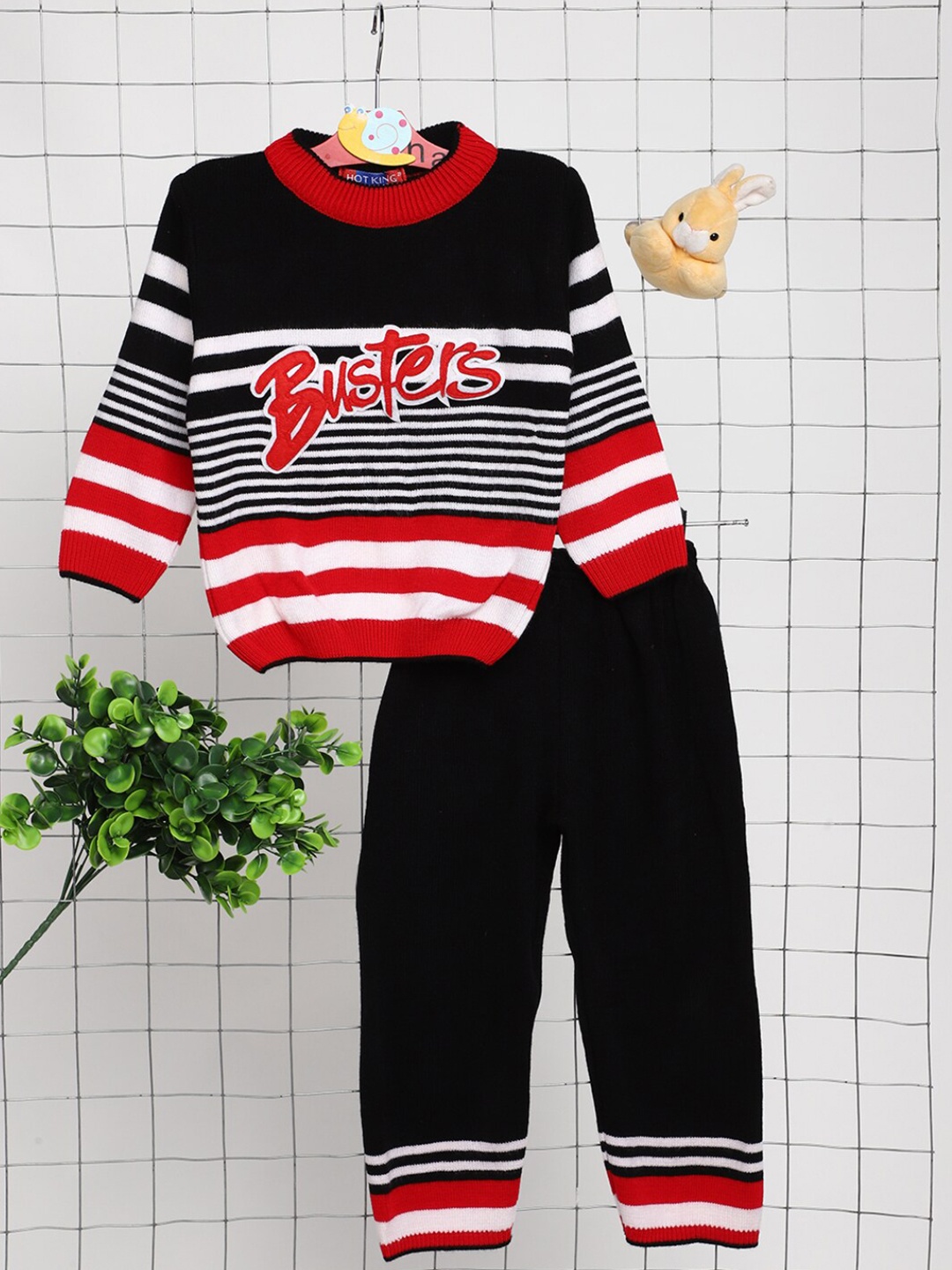 

V-Mart Boys Striped T-shirt with Pyjamas, Red