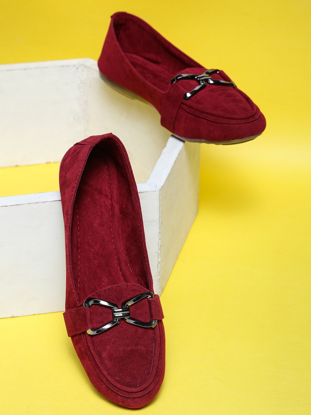 

Moonwalk Embellished Suede Party Ballerinas, Maroon