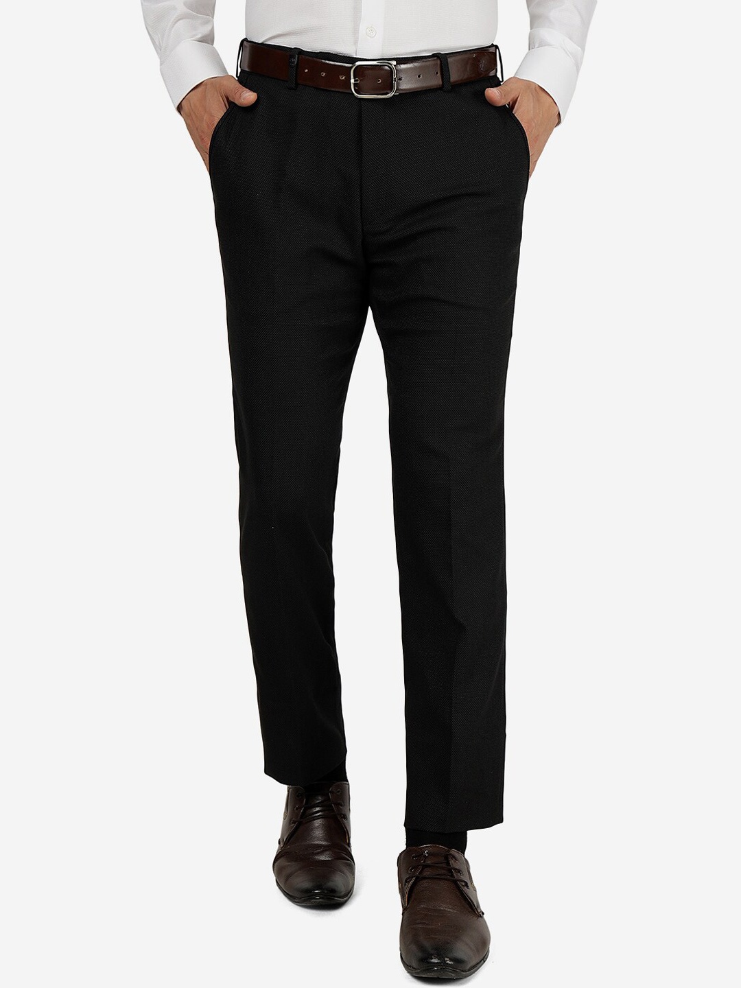 

JB STUDIO Men Slim Fit Formal Trousers, Black