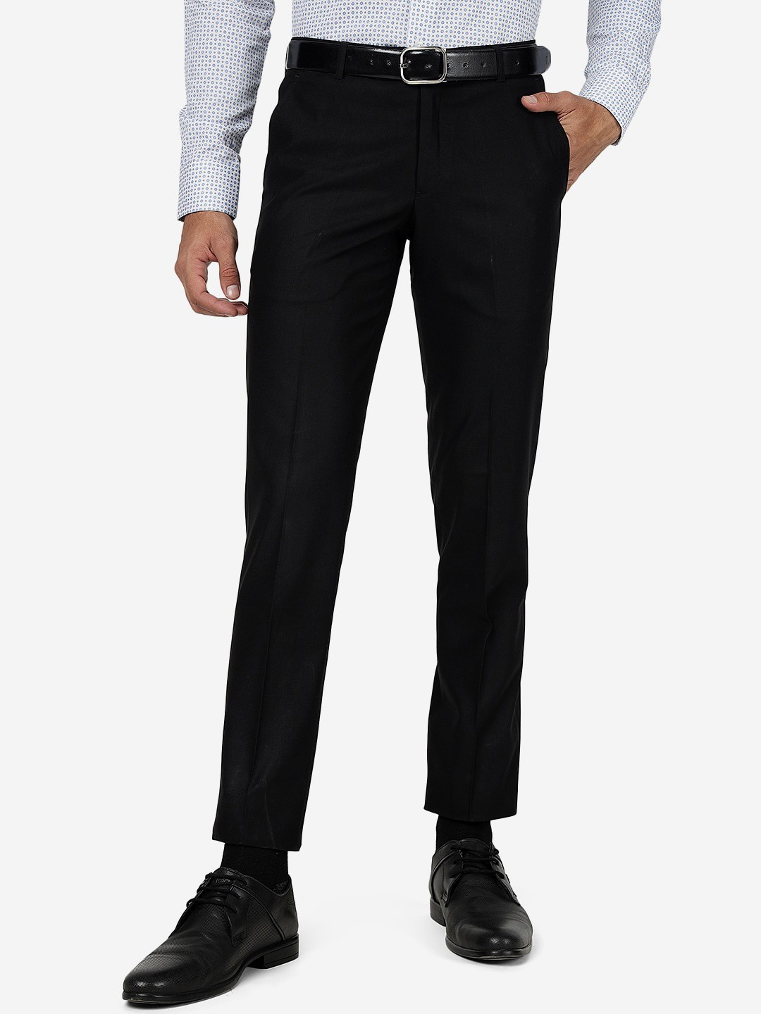 

METAL Men Slim Fit Formal Trousers, Black