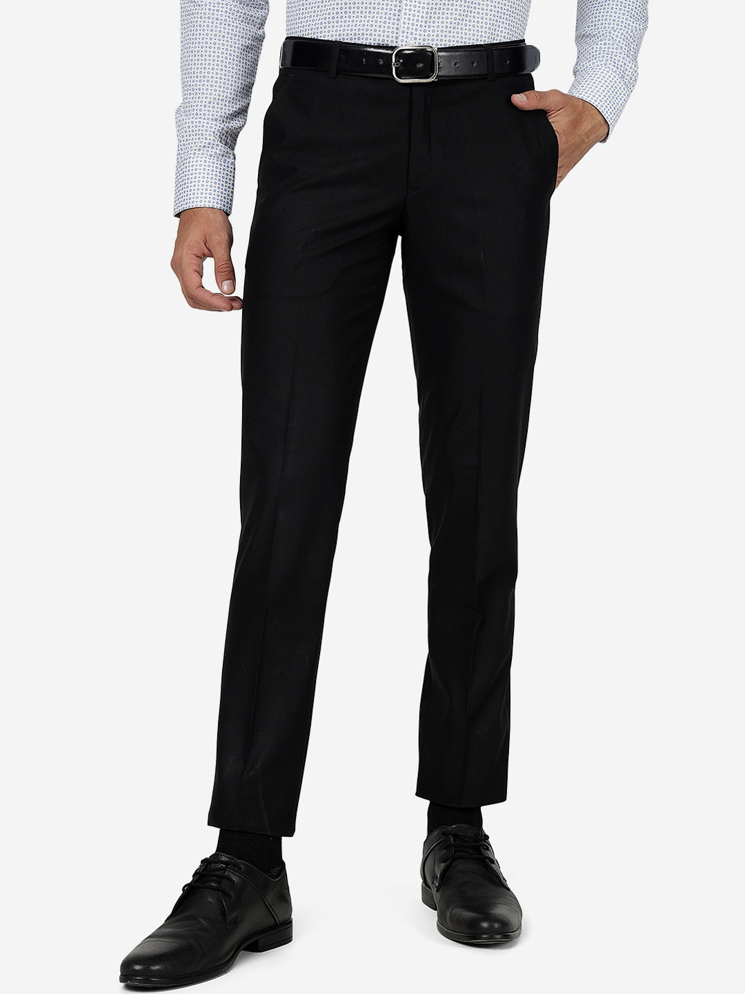 

METAL Men Slim Fit Formal Trousers, Black