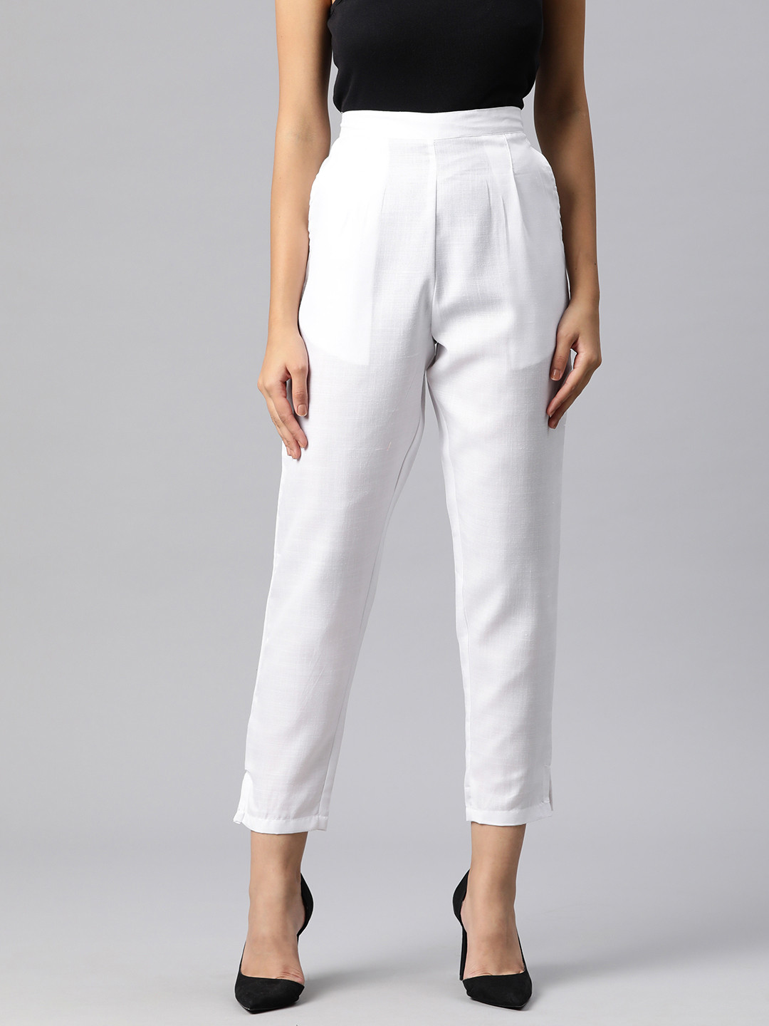

Readiprint Straight Fit High-Rise Pleated Trousers, White