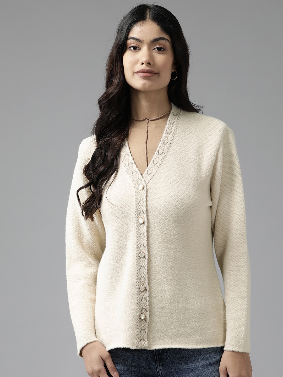 

Cayman Women Woollen Cardigan, Beige