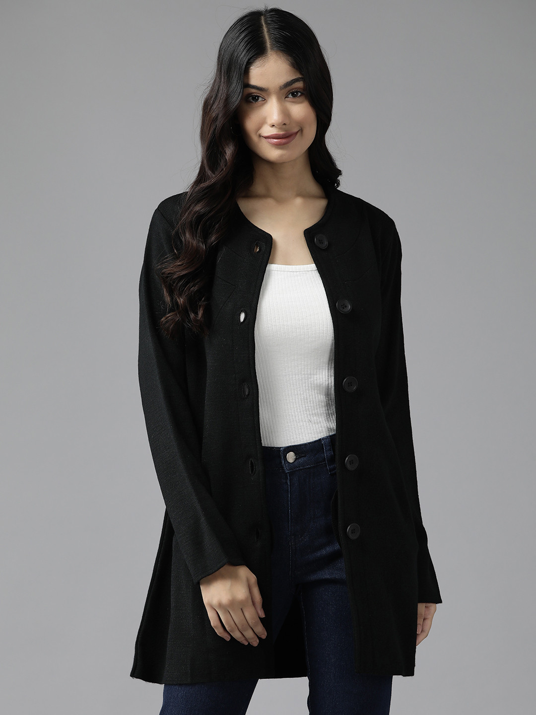 

Cayman Woollen Longline Tailored Jacket, Black