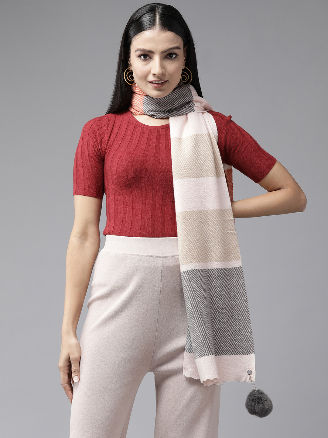 

Cayman Striped Woollen Stole, Orange