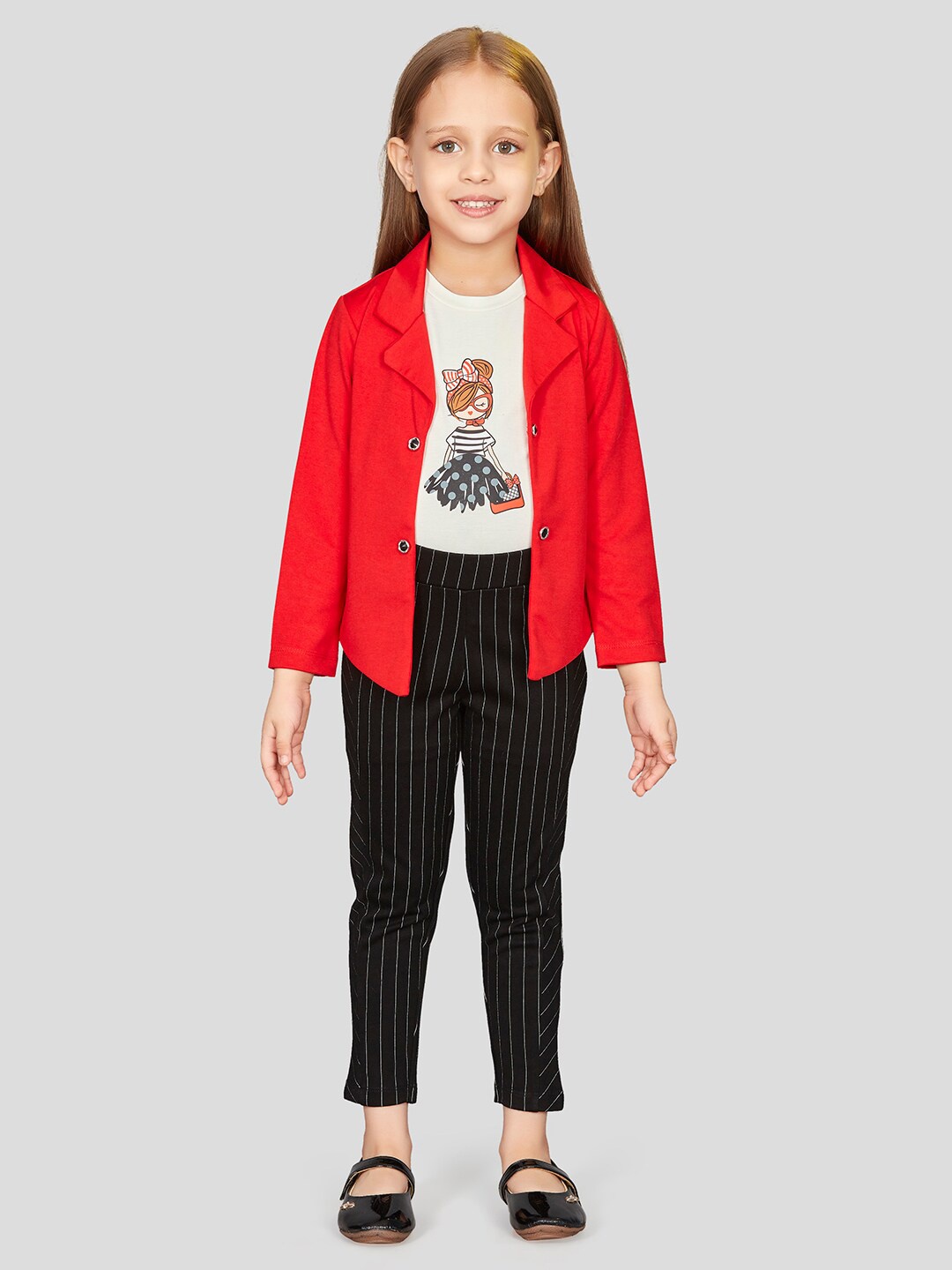 

Peppermint Girls Printed T-shirt and Shirt With Leggings, Red