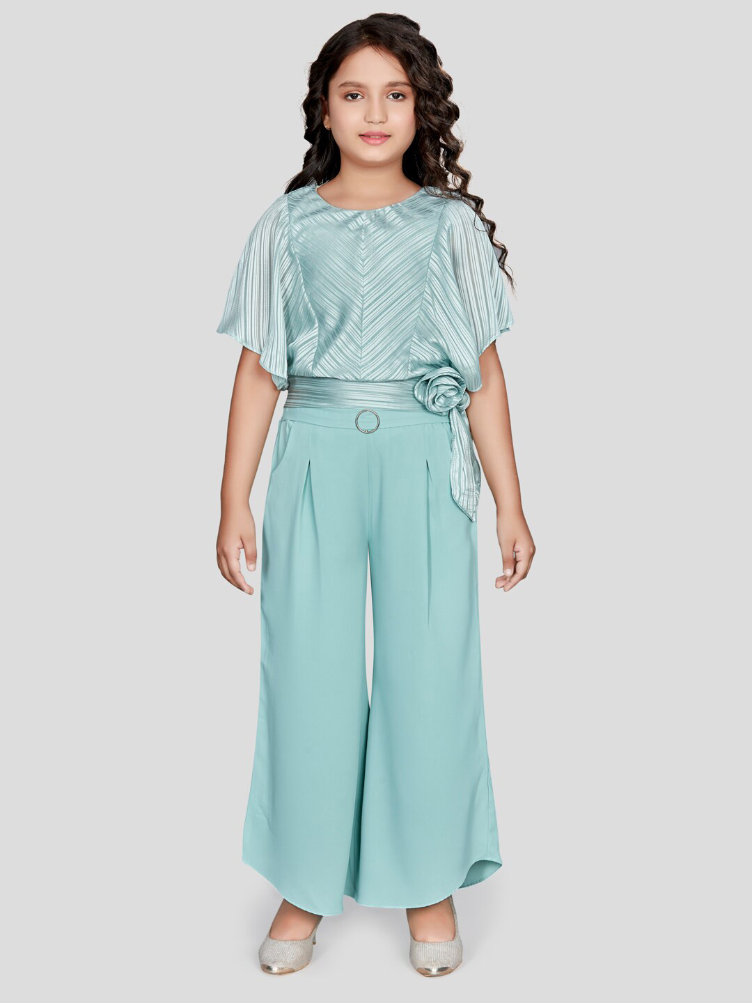 

Peppermint Girls Striped Top With Palazzos, Sea green