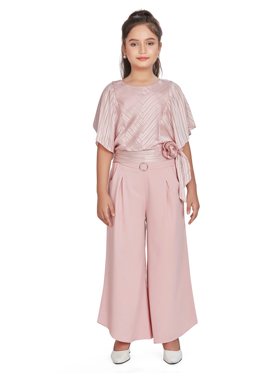 

Peppermint Girls Printed Top With Palazzos, Peach