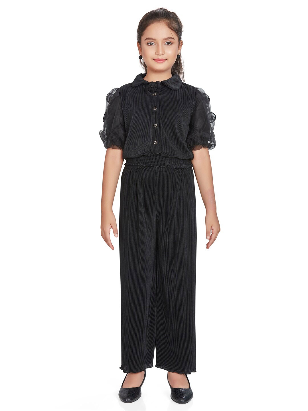 

Peppermint Girls Striped Top with Trousers, Black