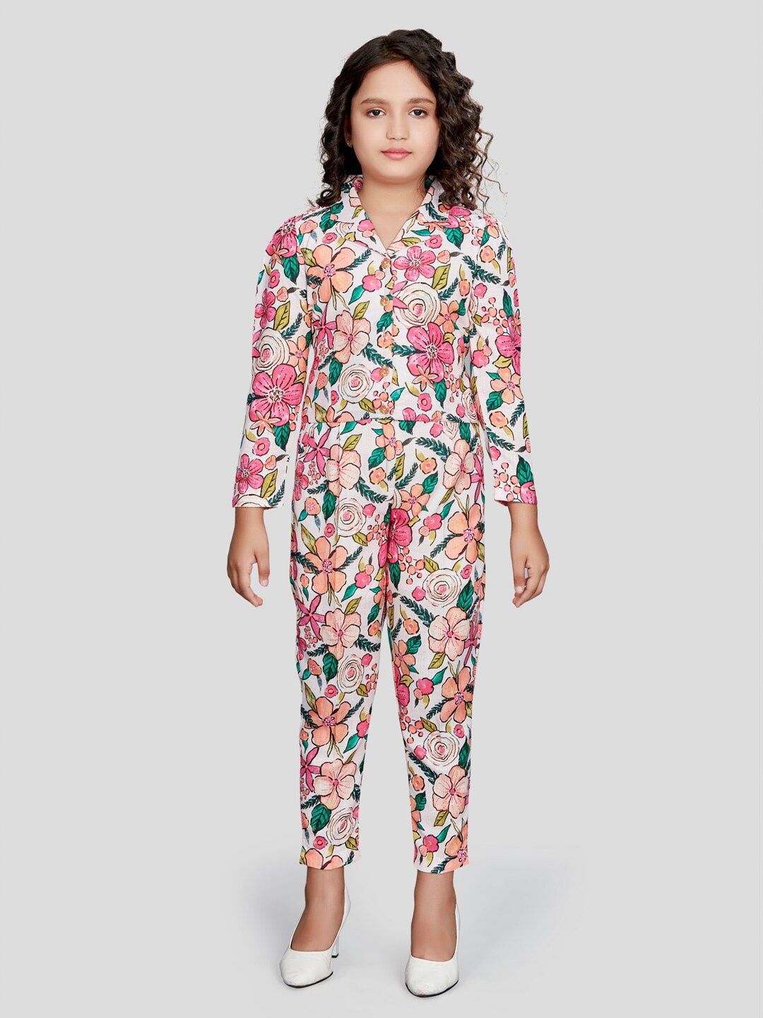 

Peppermint Girls Floral Printed Shirt with Trousers, White