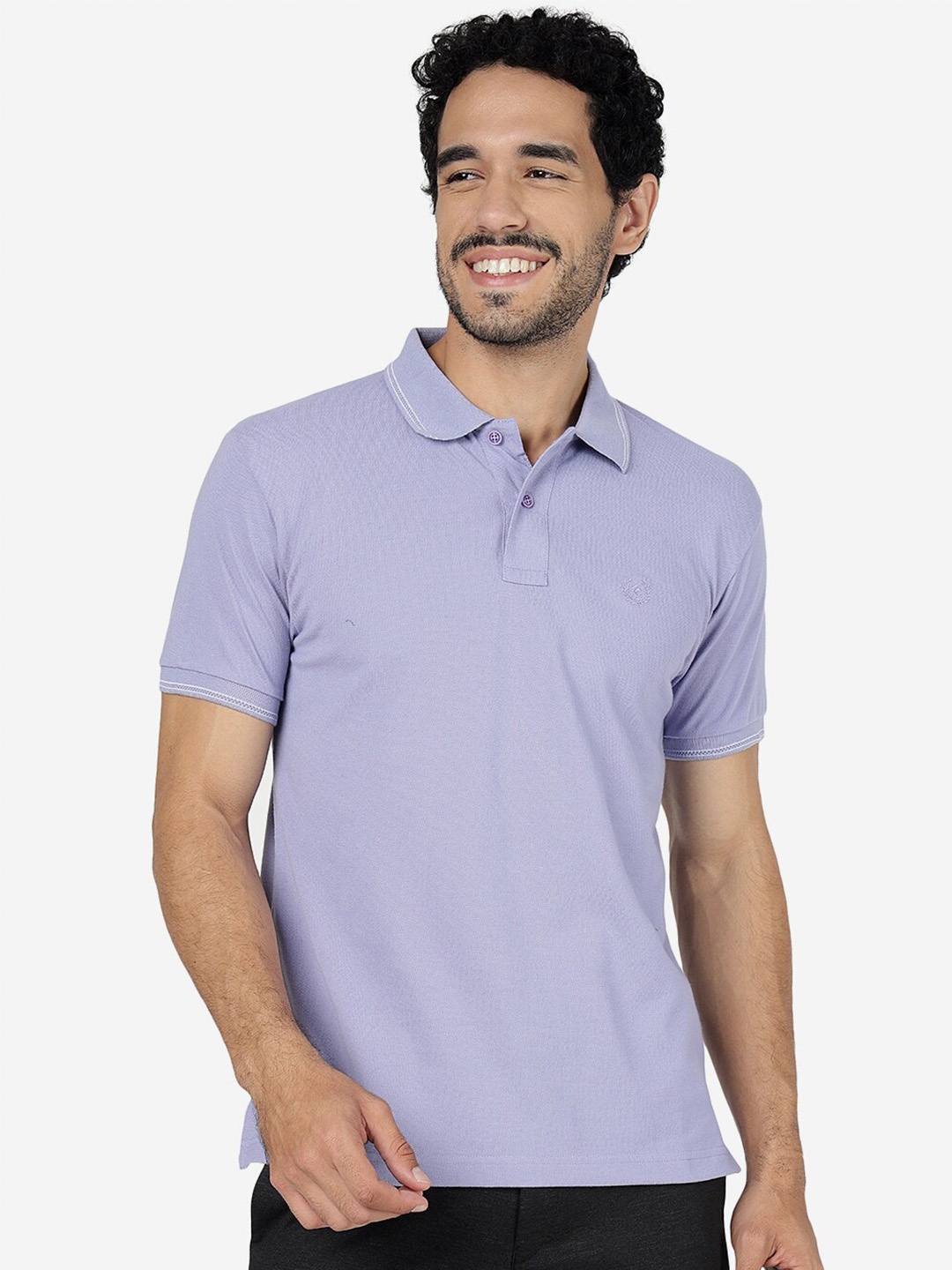 

Greenfibre Polo Collar Slim Fit Cotton T-shirt, Purple