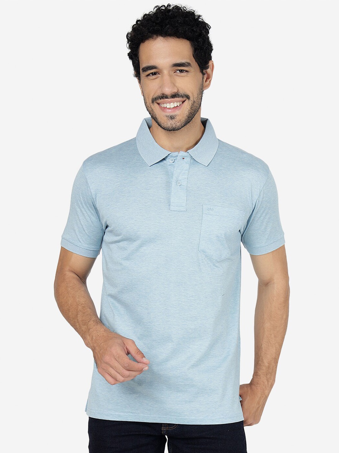 

JADE BLUE Polo Collar Pure Cotton Slim Fit T-shirt