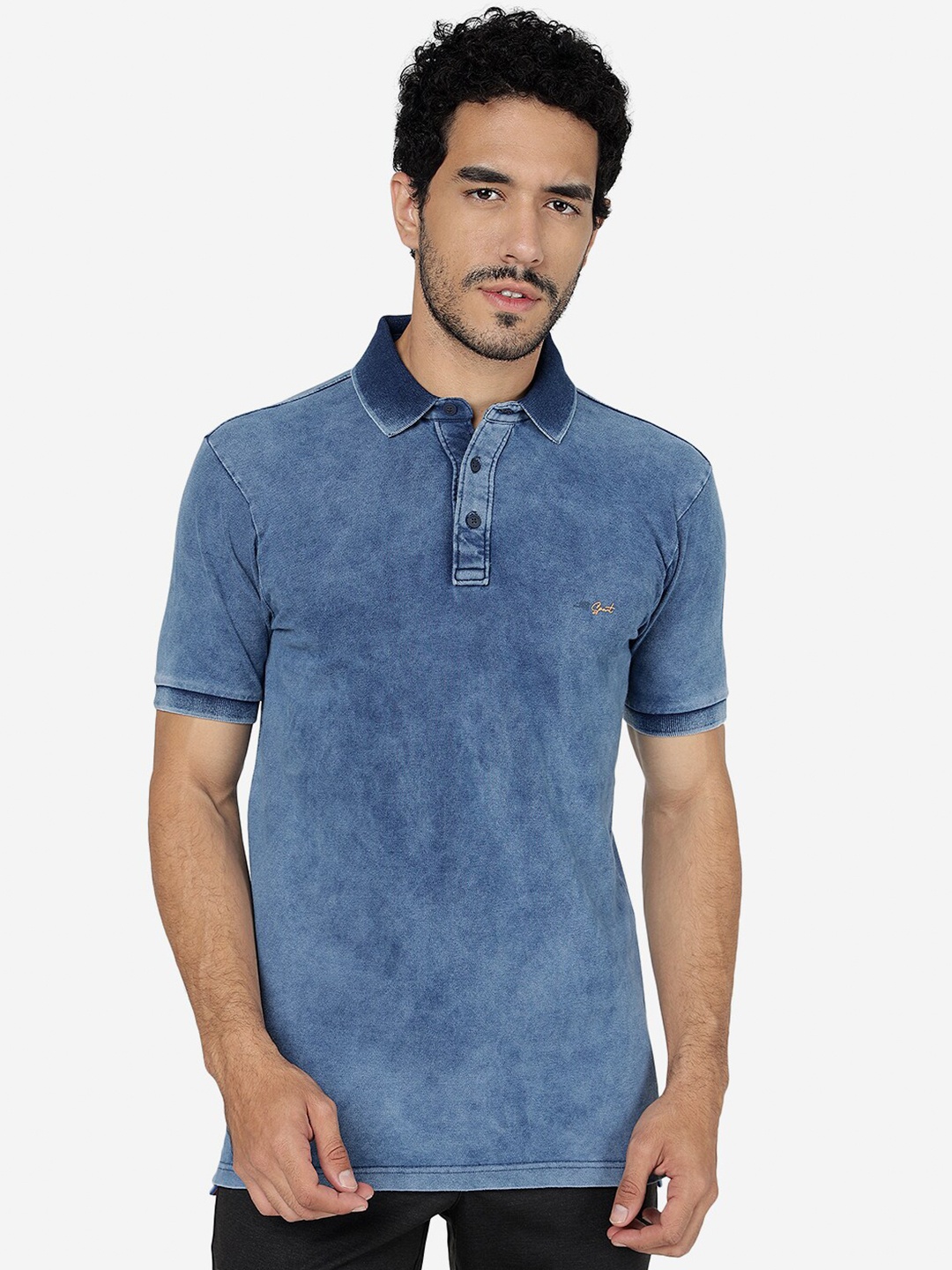 

JADE BLUE Polo Collar Pure Cotton Slim Fit T-shirt