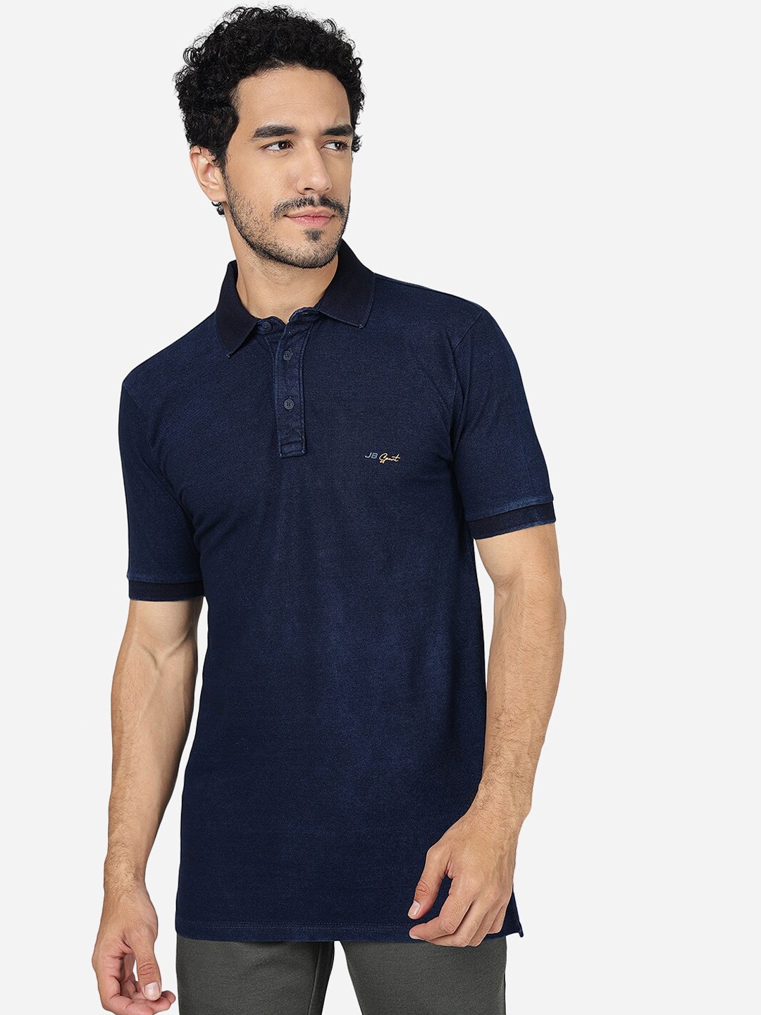 

JADE BLUE Polo Collar Pure Cotton Slim Fit T-shirt