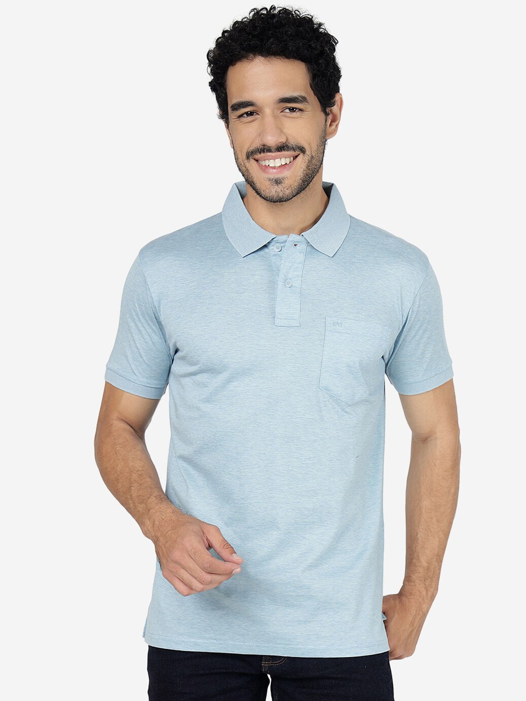 

JADE BLUE Polo Collar Pure Cotton Slim Fit T-shirt