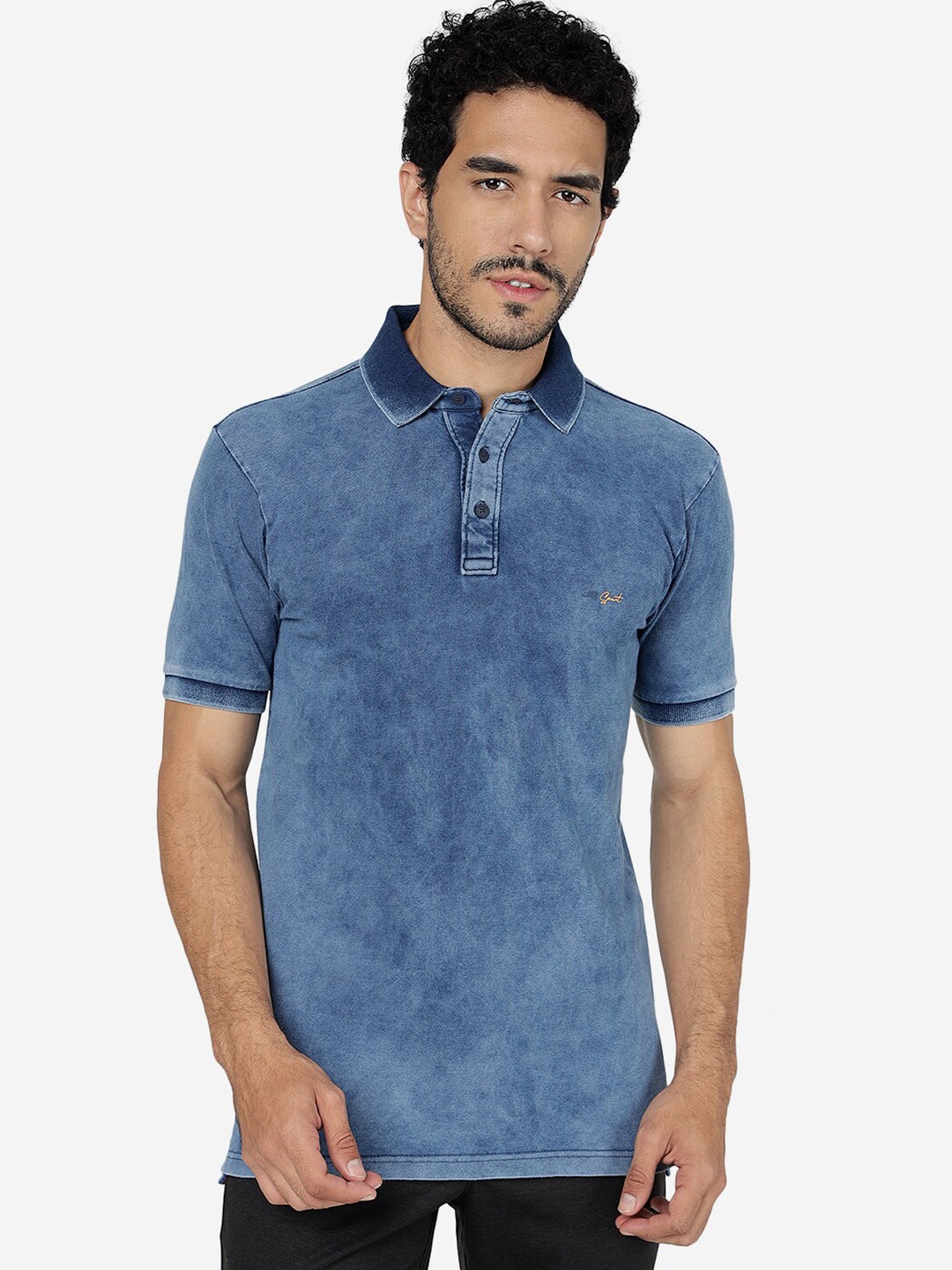 

JADE BLUE Polo Collar Pure Cotton Slim Fit T-shirt